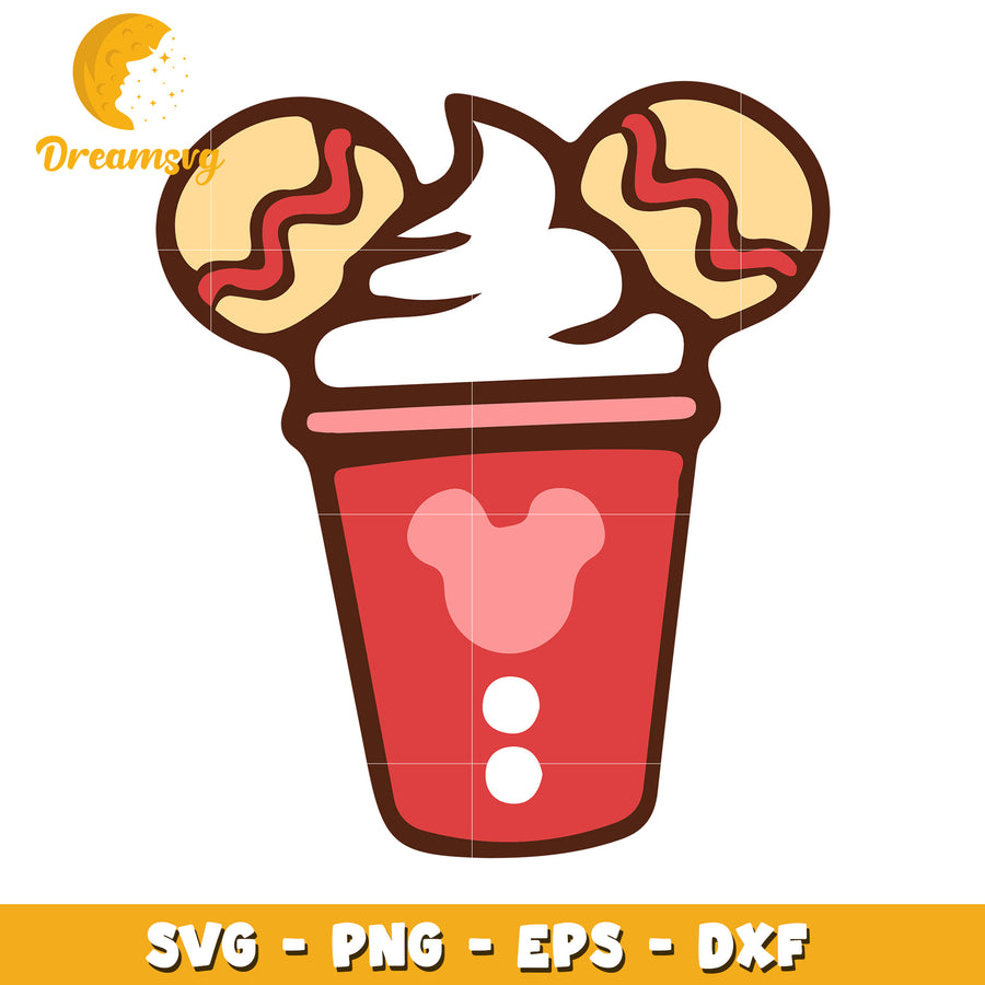 Mickey Mouse Donut Cup SVG PNG EPS DXF