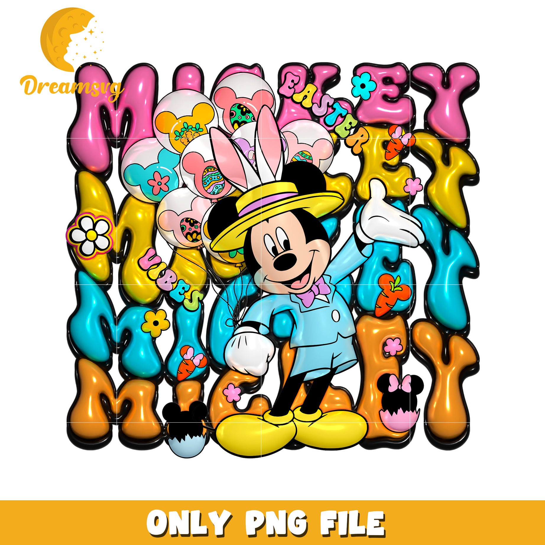 Mickey Mouse Easter PNG File Colorful Design for Kids