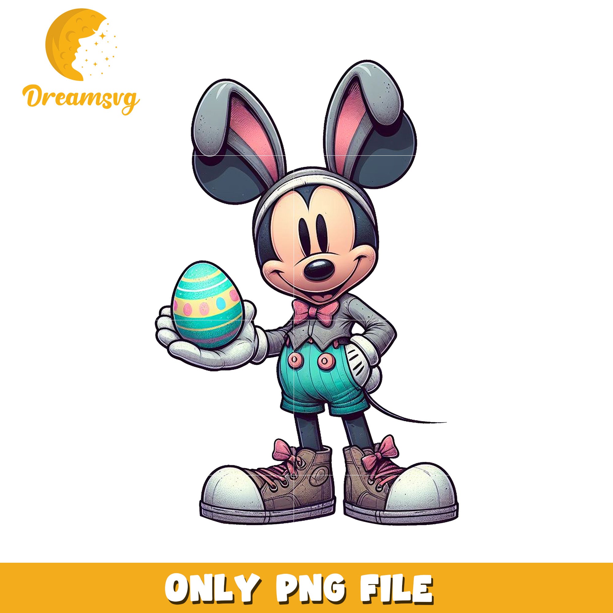 Mickey Mouse Easter PNG File Cute Bunny with Egg Design