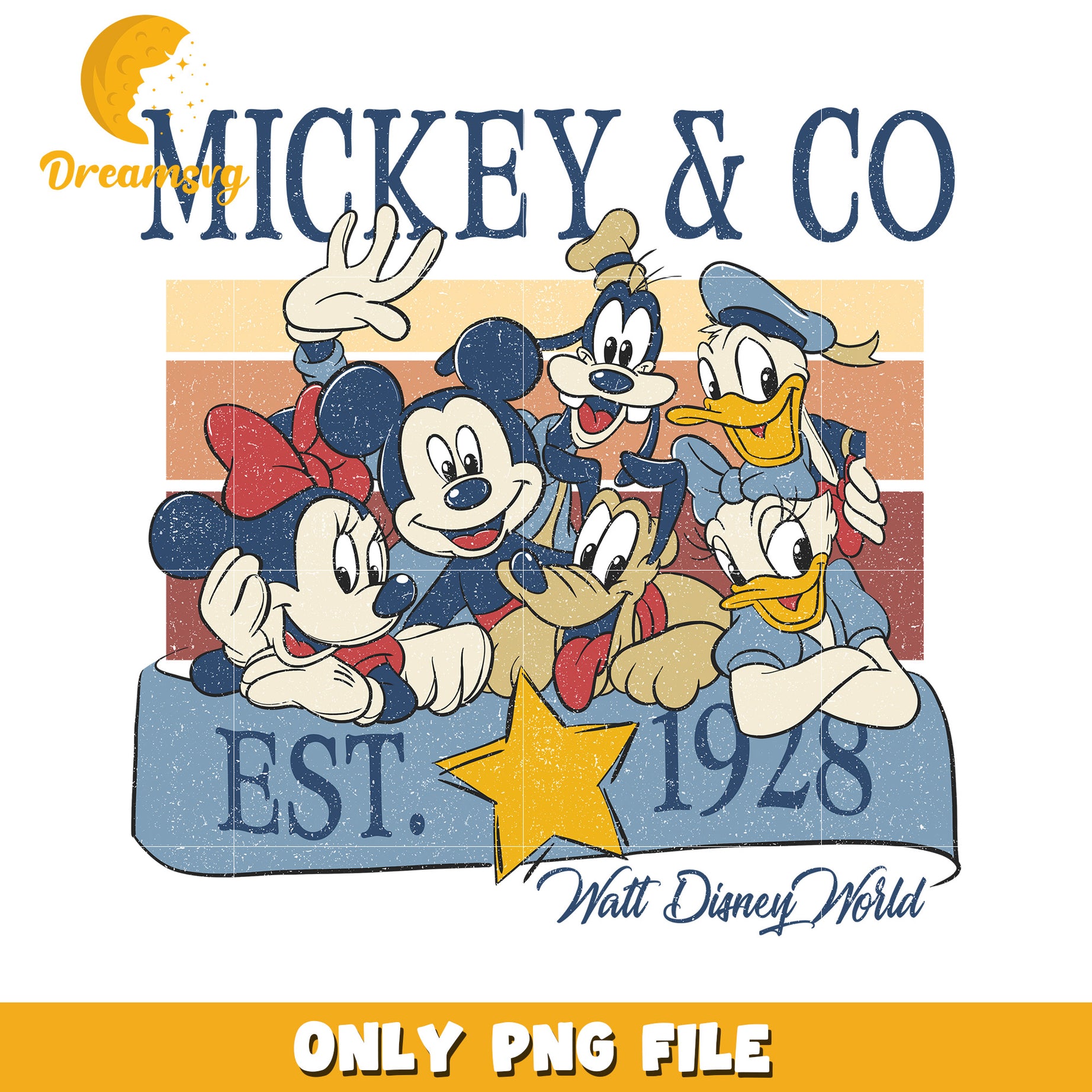 Mickey Mouse Friends PNG Retro Design