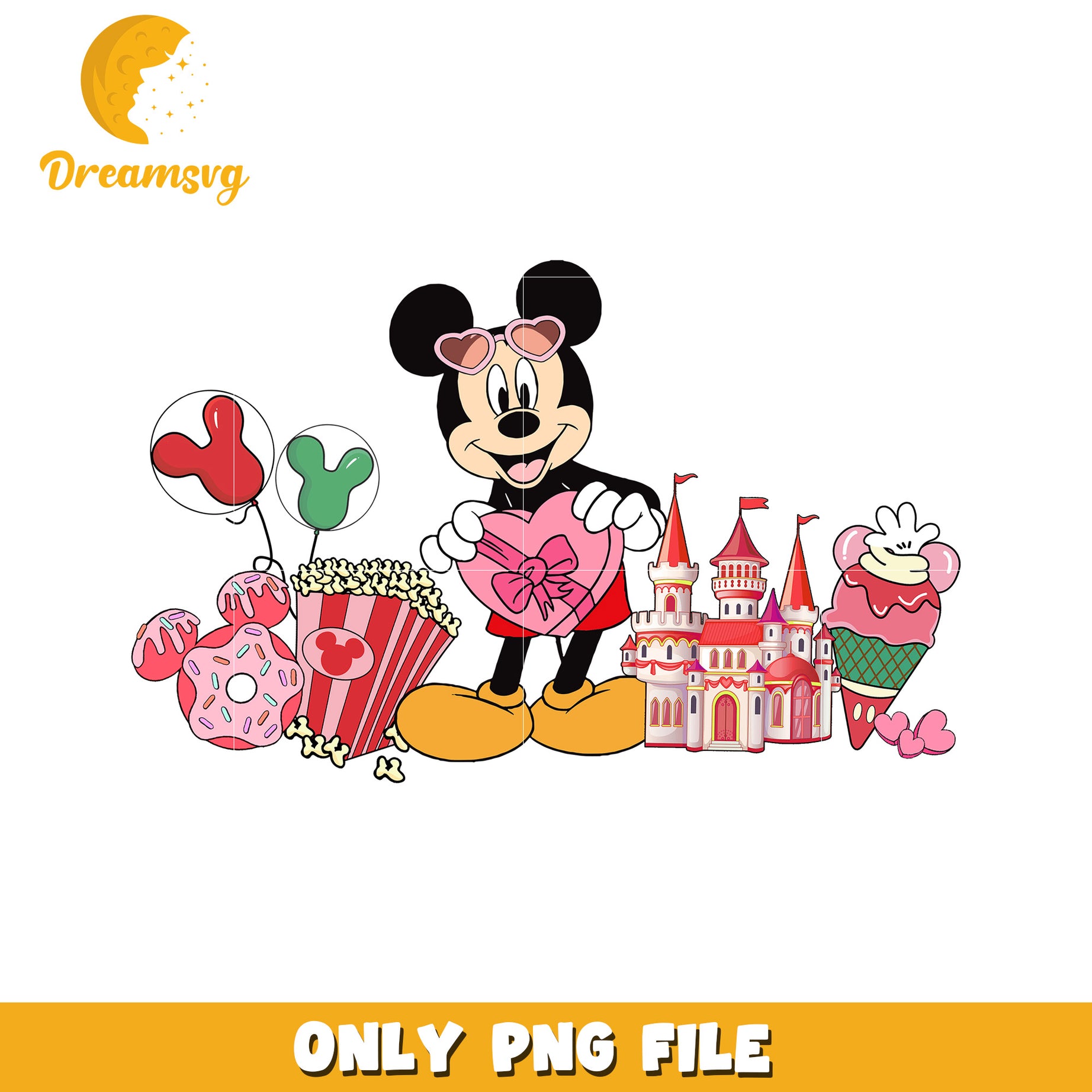 Mickey Mouse Fun PNG File with Popcorn and Ice Cream Design