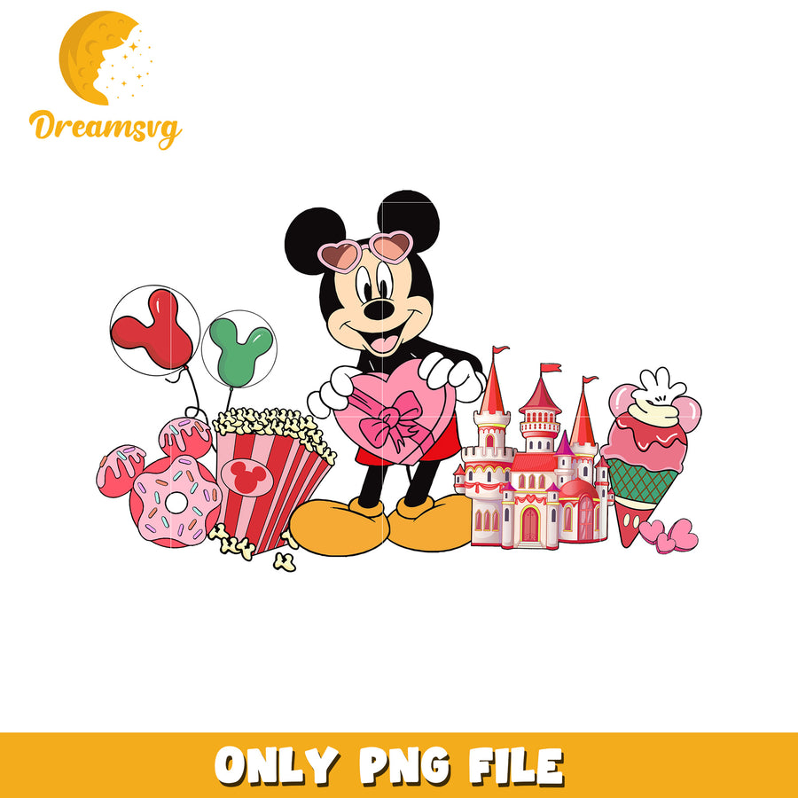 Mickey Mouse Fun PNG File with Popcorn and Ice Cream Design