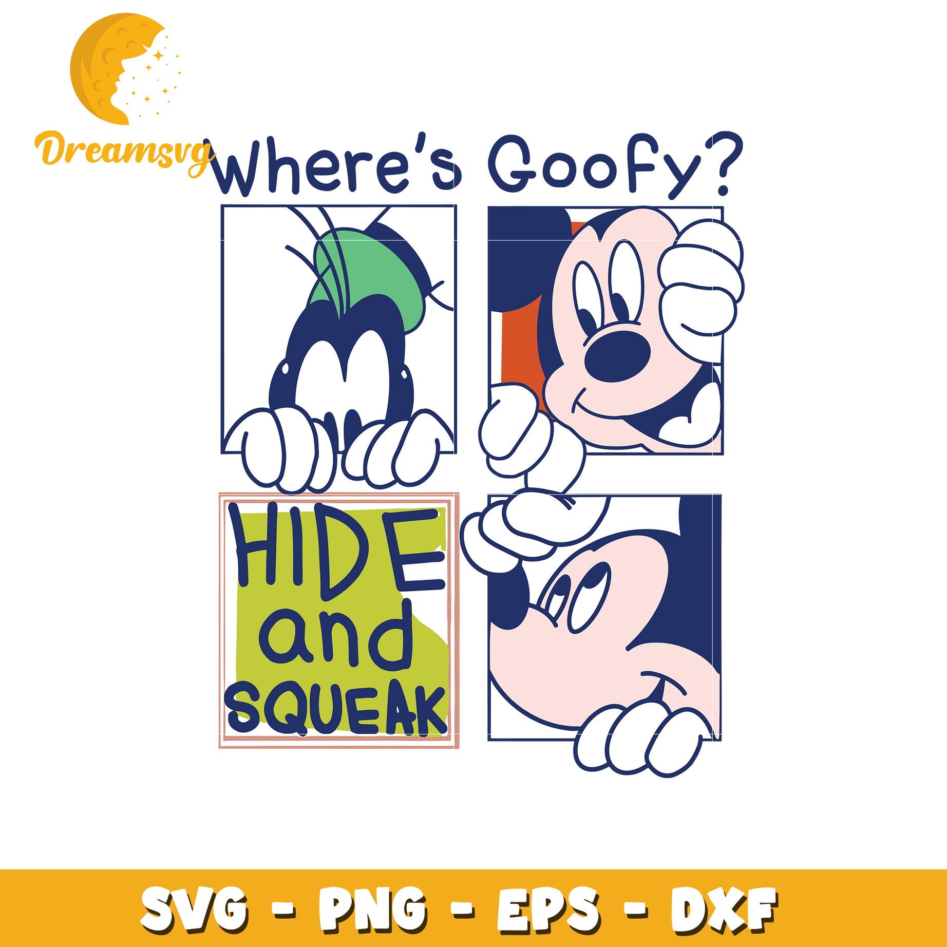 Mickey Mouse Goofy Hide and Seek SVG