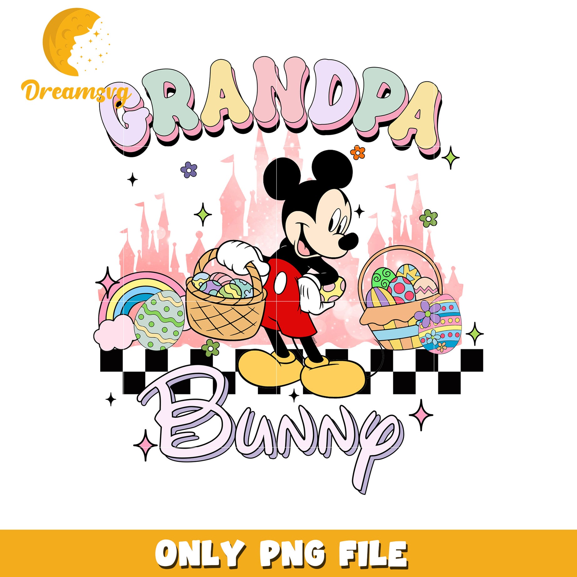 Mickey Mouse Grandpa Bunny Easter PNG Graphic Design Image