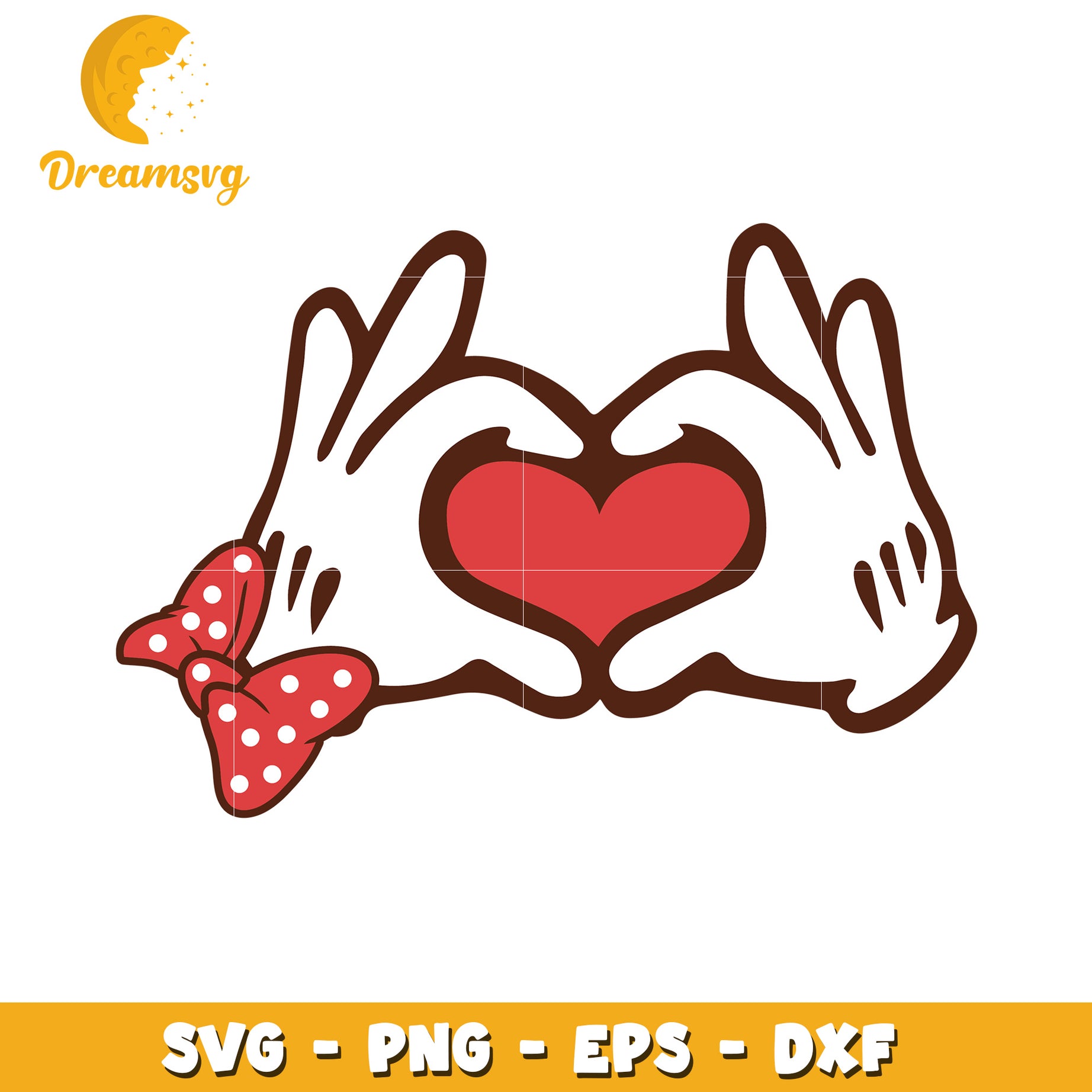 Mickey Mouse Hands Heart SVG Cut File