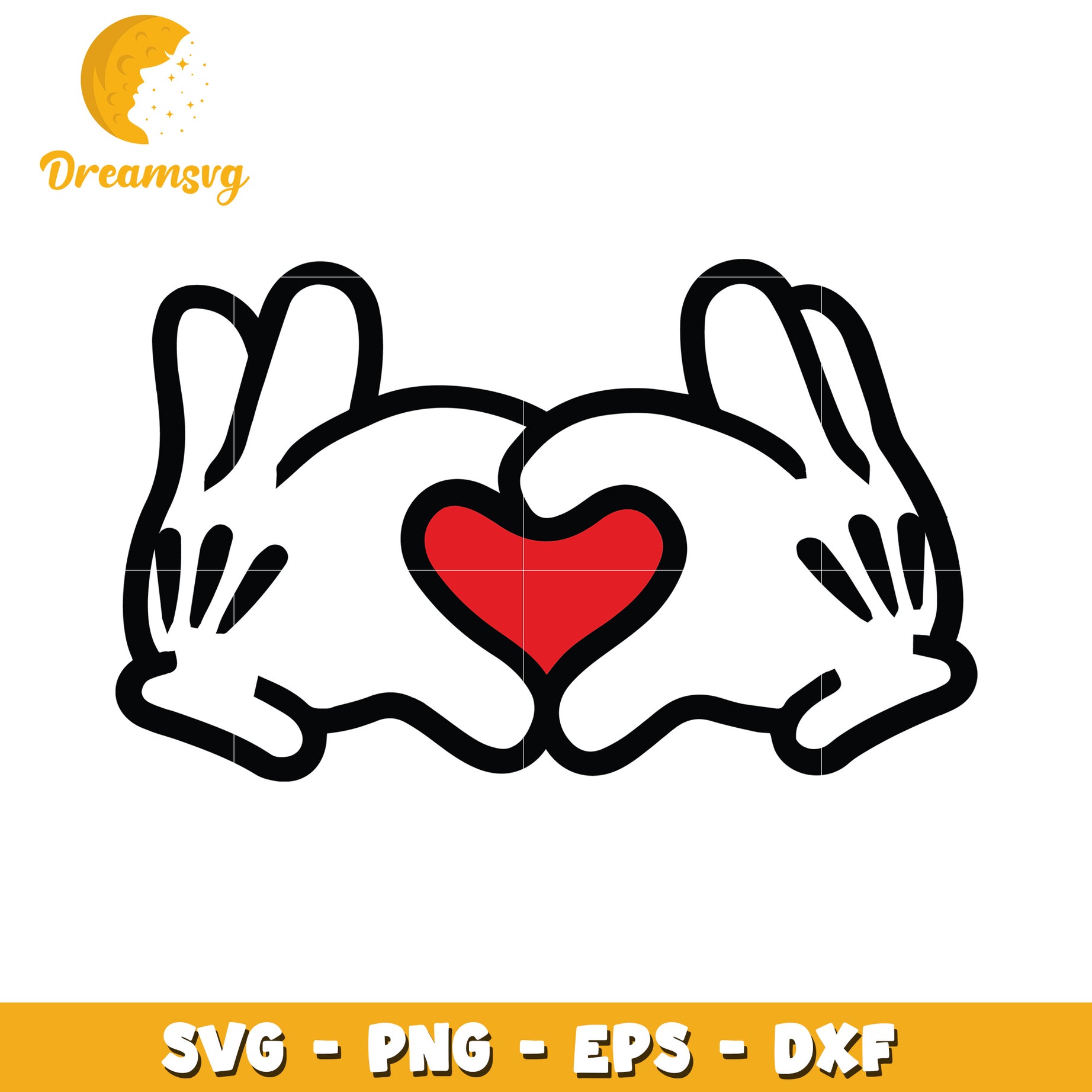 Mickey Mouse Hands Heart SVG PNG EPS DXF