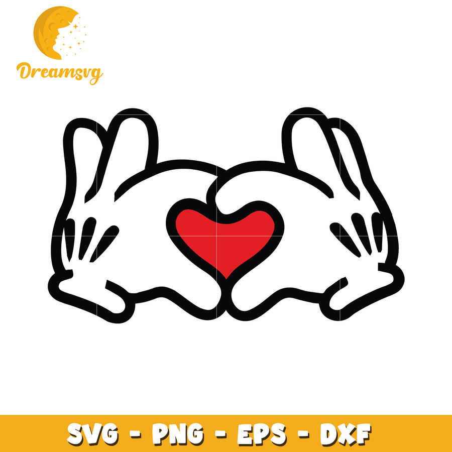 Mickey Mouse Hands Heart SVG PNG EPS DXF