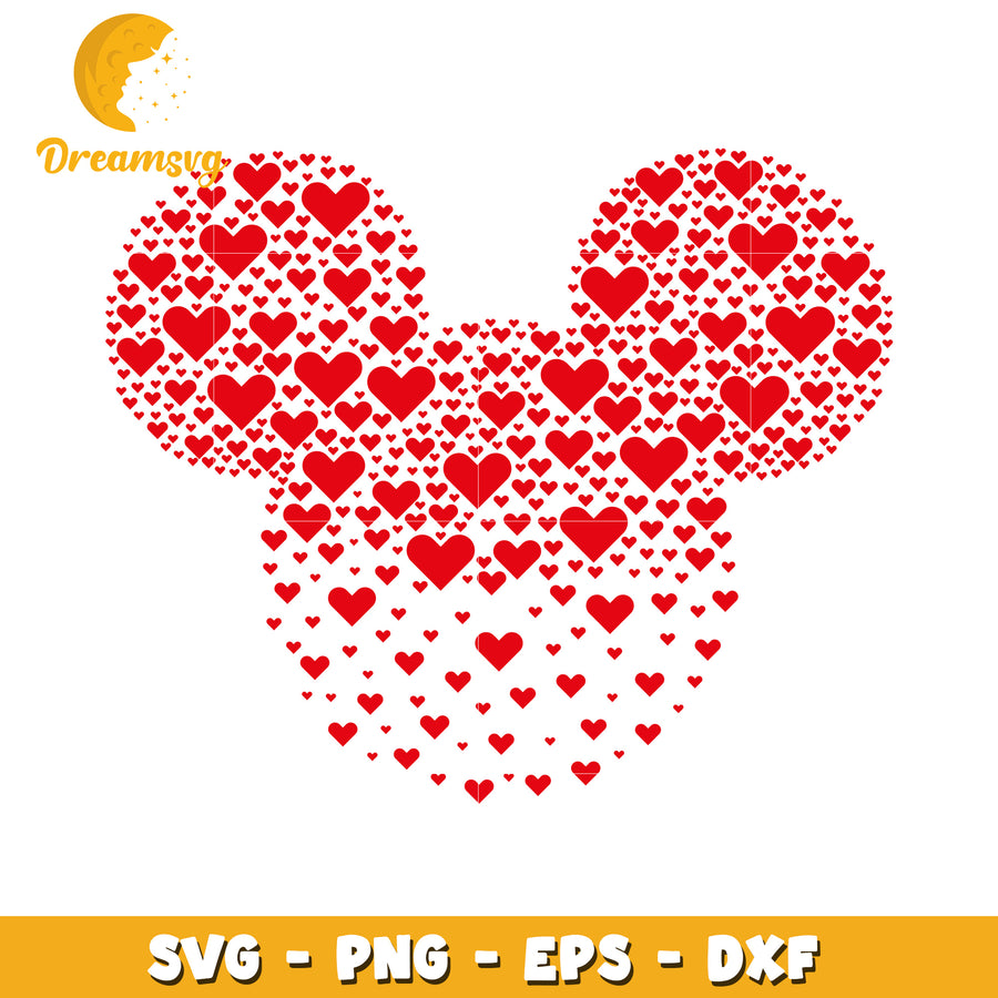 Mickey Mouse Hearts SVG PNG EPS DXF