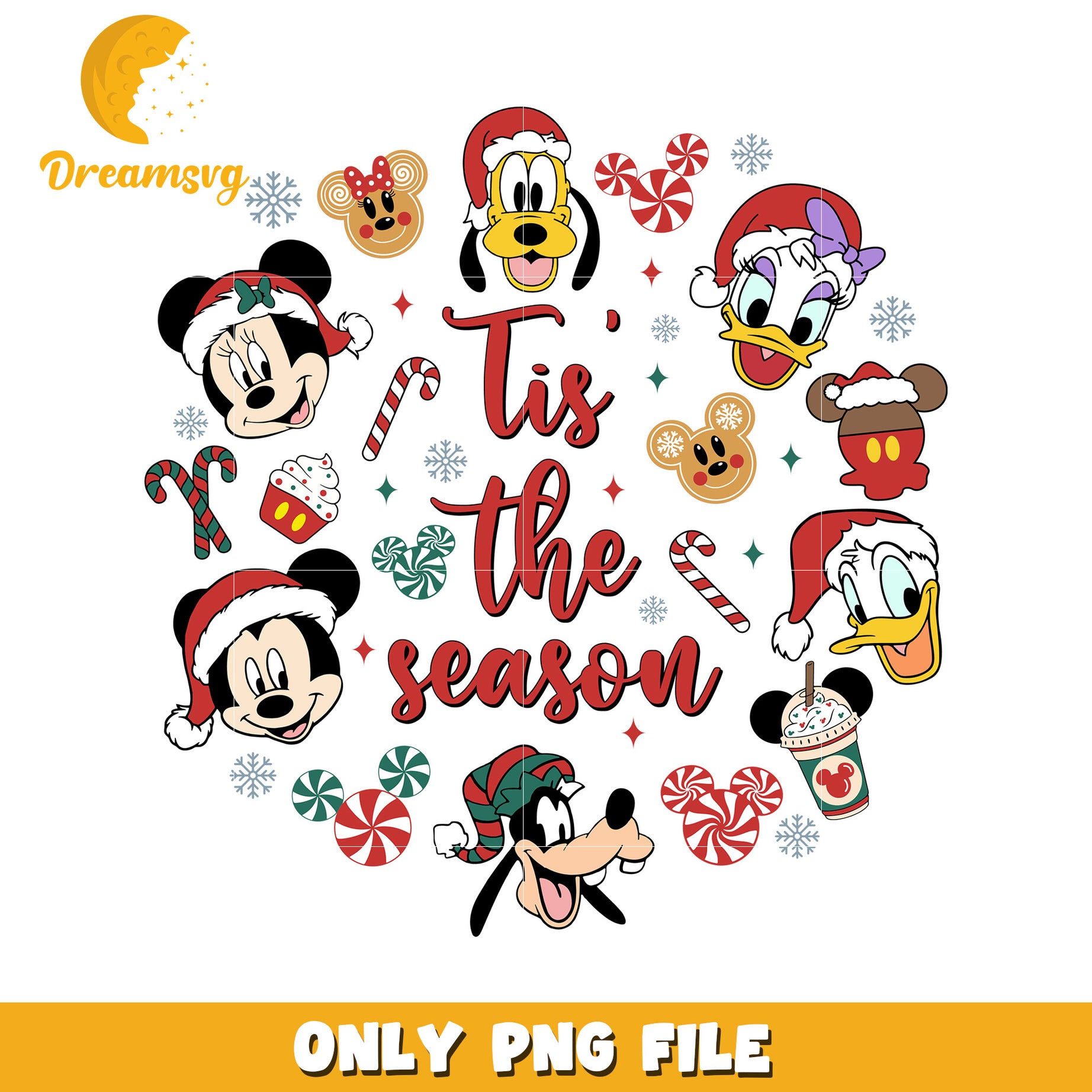 Mickey Mouse Holiday Tis the Season PNG Design File
