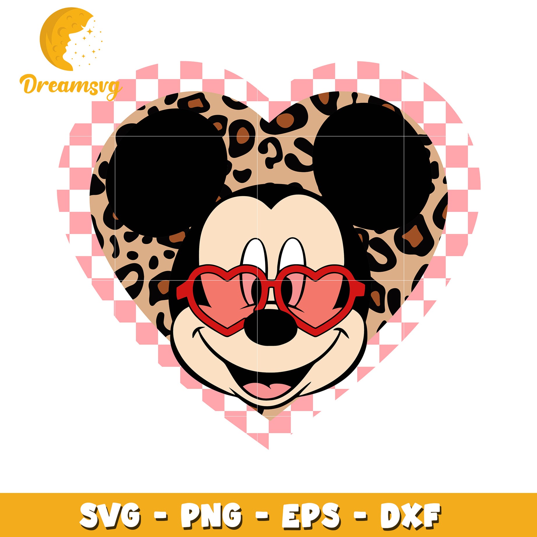 Mickey Mouse Leopard Heart SVG PNG EPS DXF