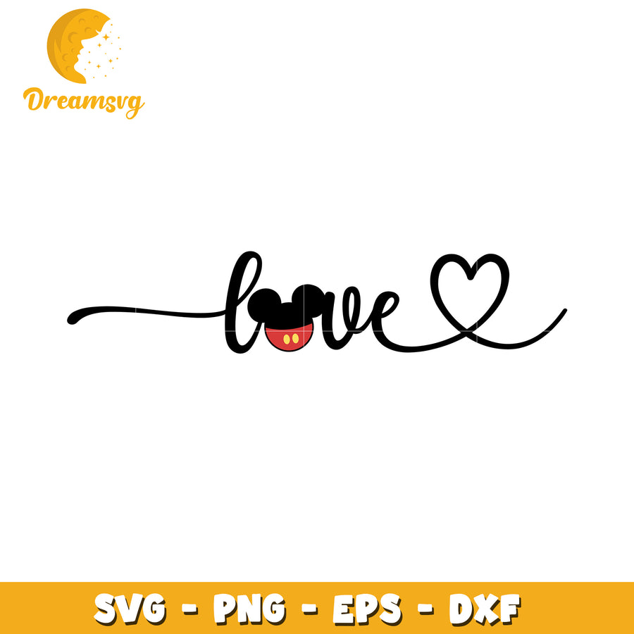 Mickey Mouse Love SVG Cut File