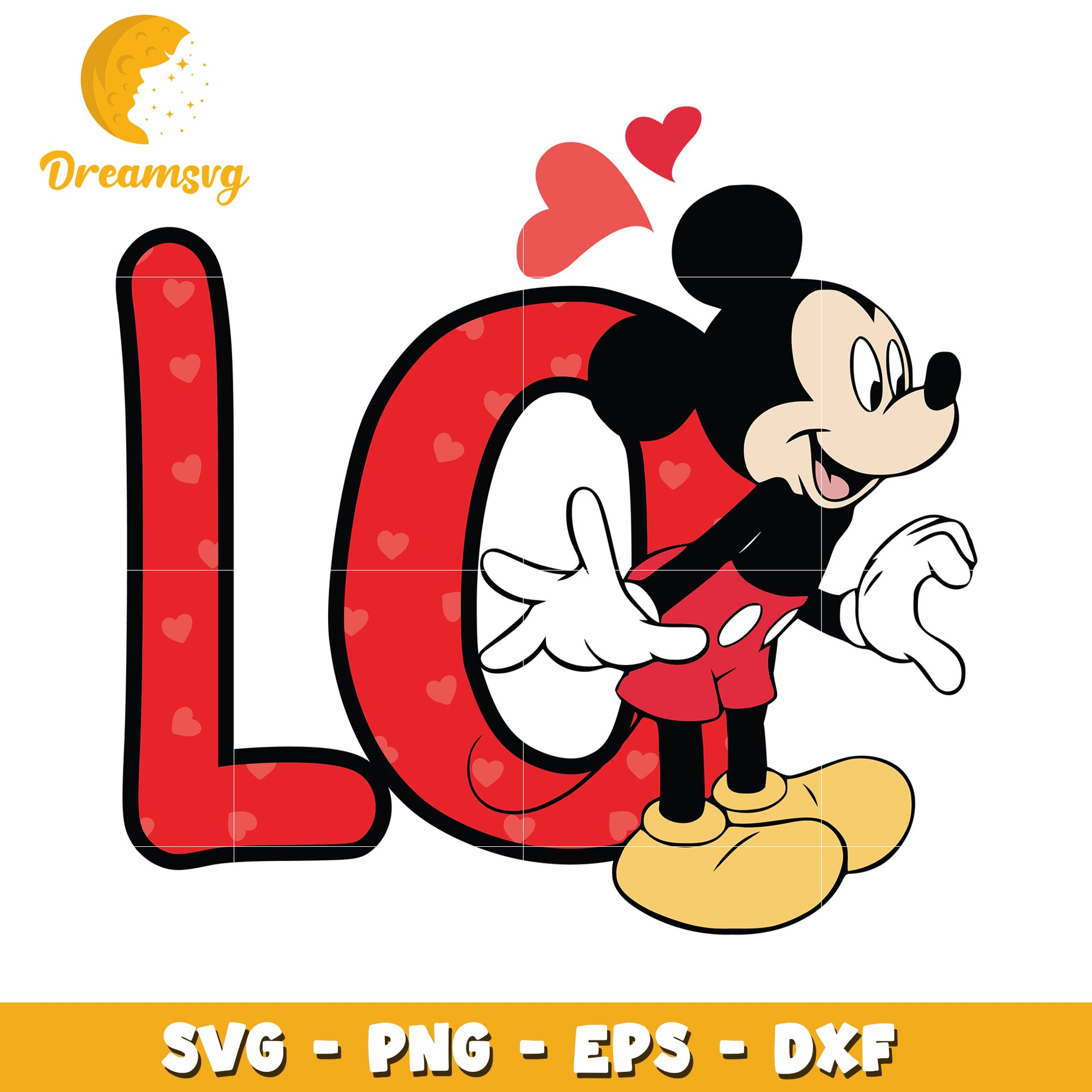 Mickey Mouse Love SVG Design for Valentine's Day Crafts and Gifts