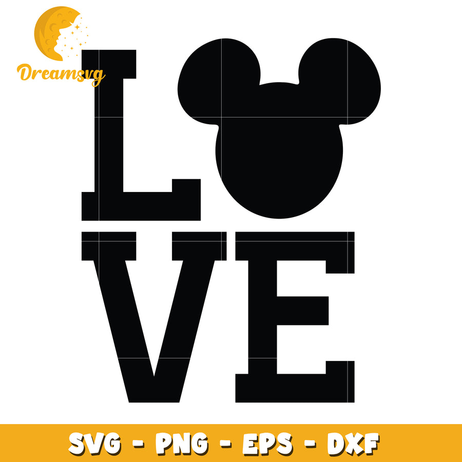 Mickey Mouse Love SVG PNG EPS DXF