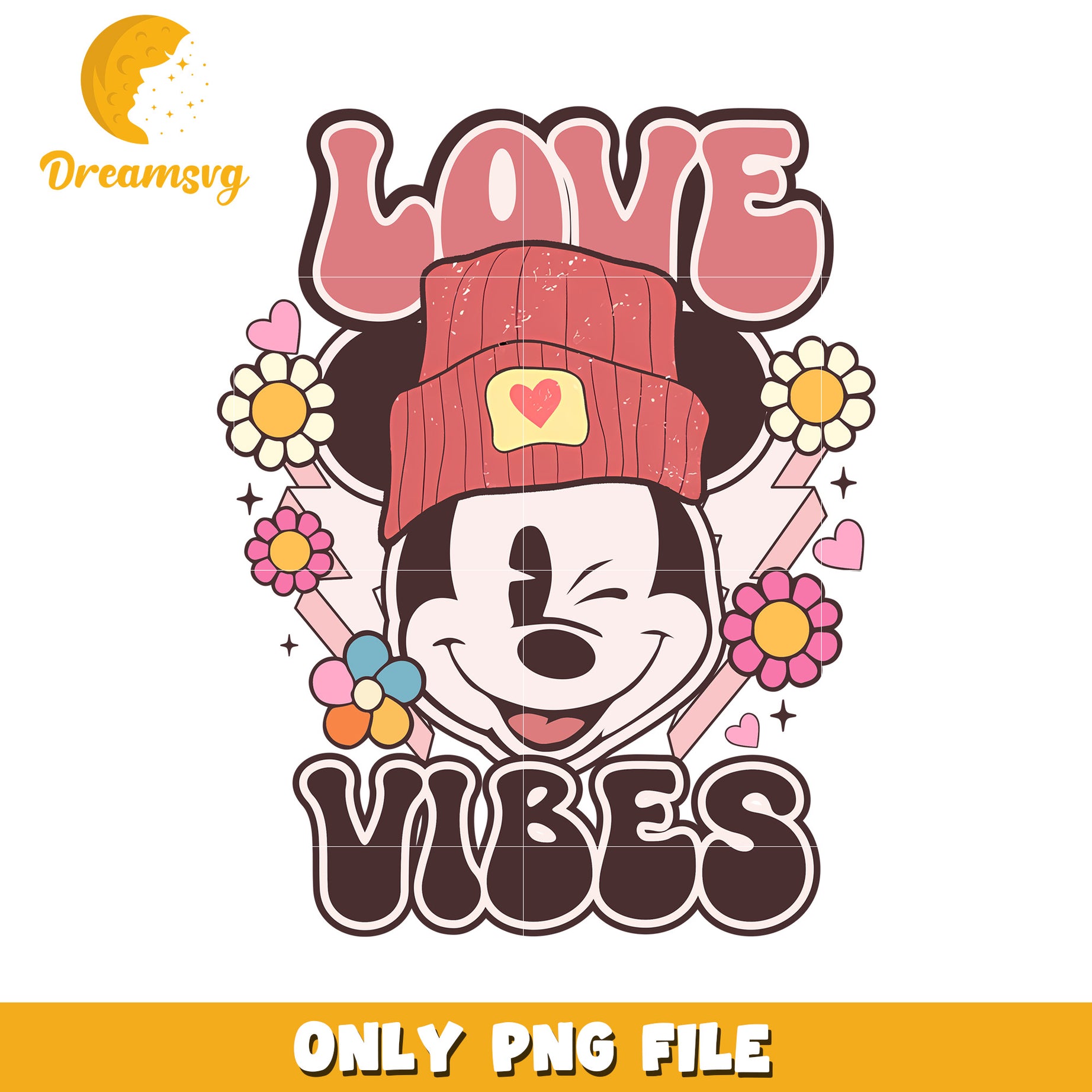 Mickey Mouse Love Vibes PNG