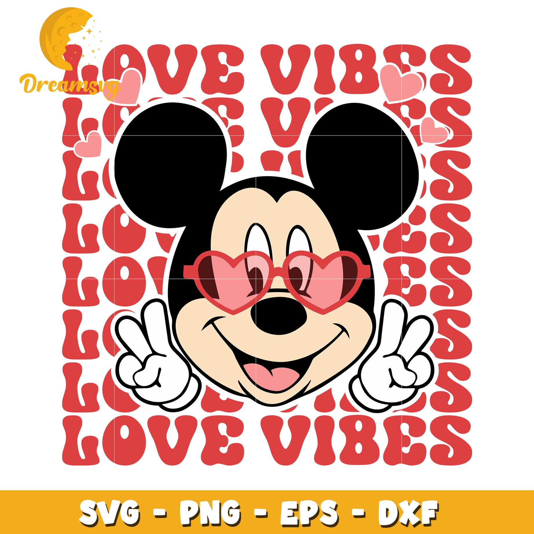 Mickey Mouse Love Vibes SVG PNG EPS DXF