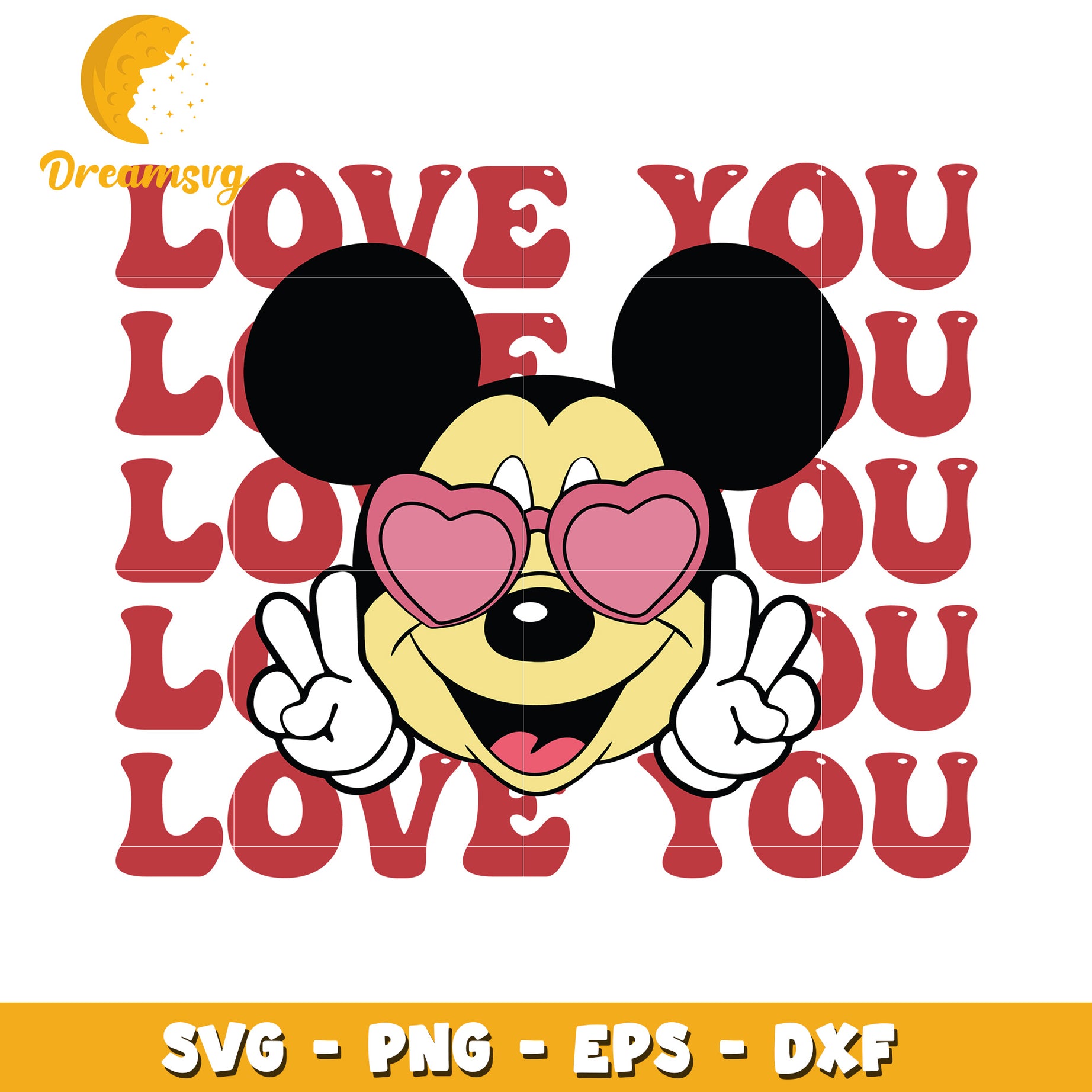 Mickey Mouse Love You SVG PNG EPS DXF
