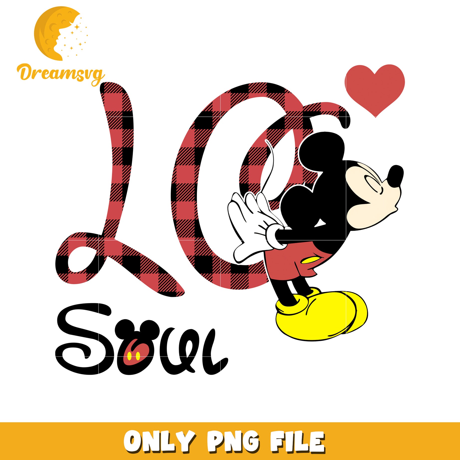 Mickey Mouse Plaid Love PNG