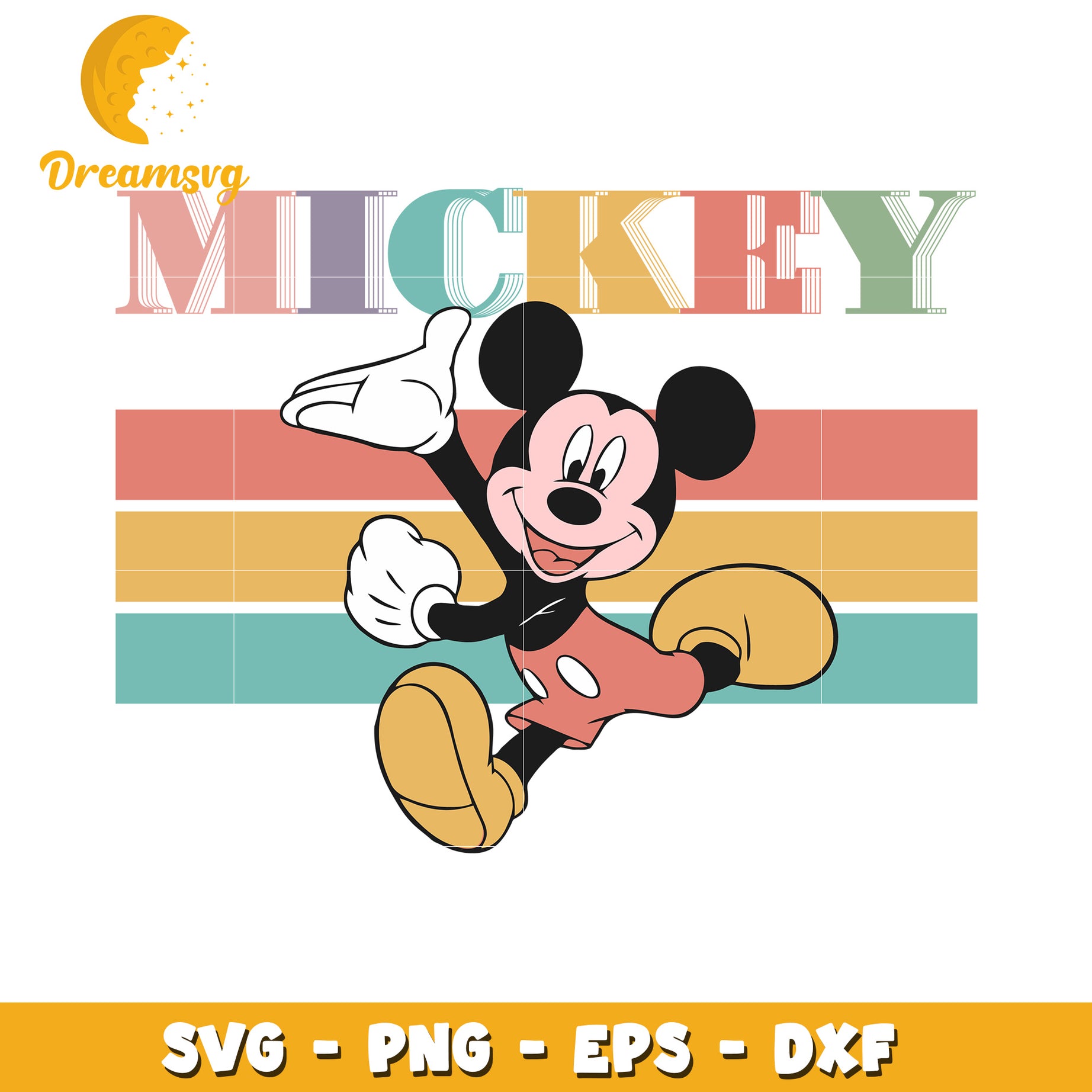 Mickey Mouse Retro SVG PNG EPS DXF