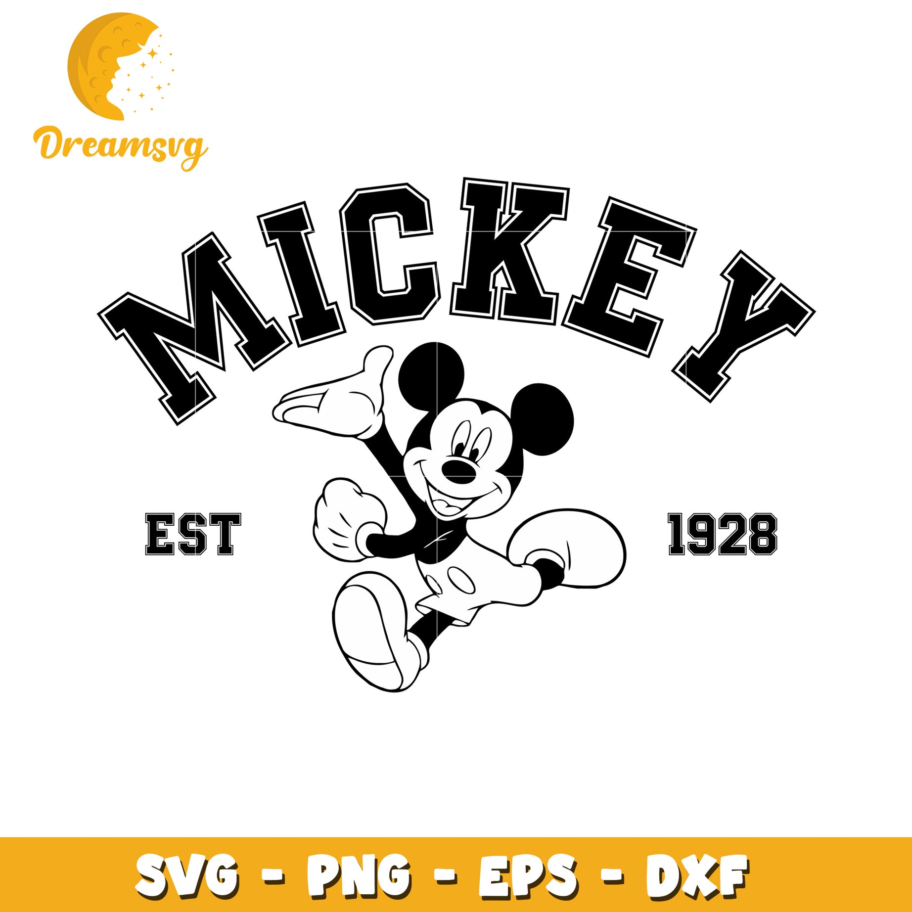 Mickey Mouse SVG Design Established 1928 for Creative Projects