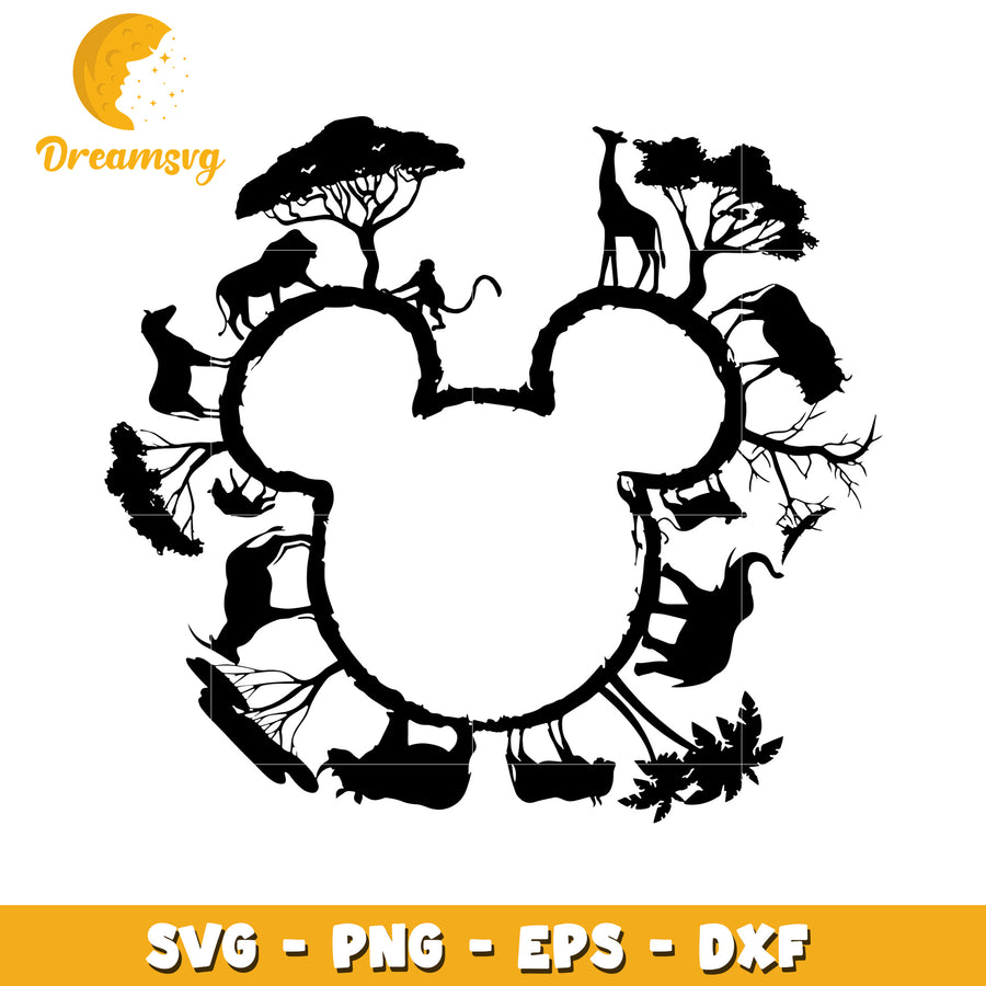 Mickey Mouse Safari Animal SVG Cut File