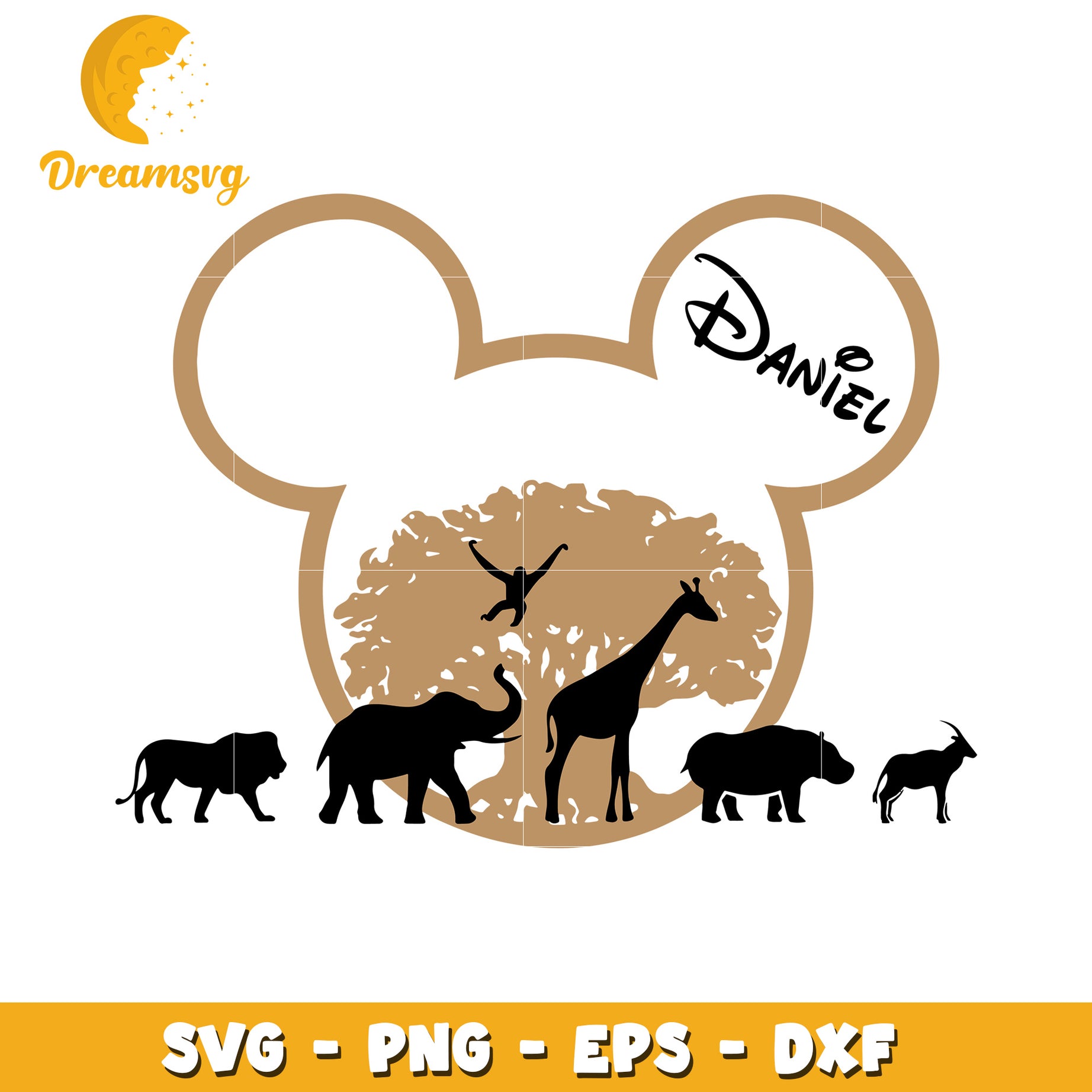 Mickey Mouse Safari Animals SVG Cut File