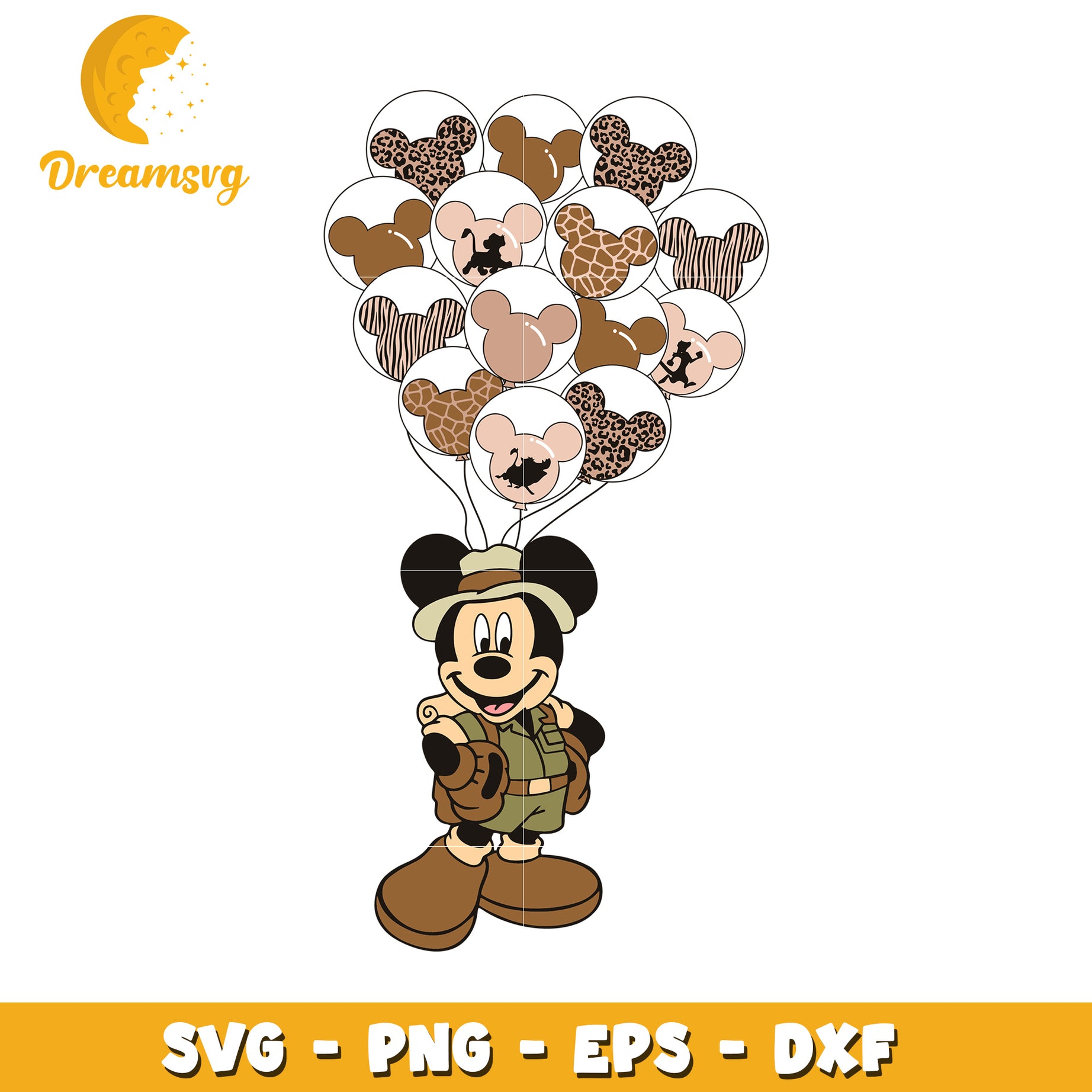 Mickey Mouse Safari Balloons SVG Cut File