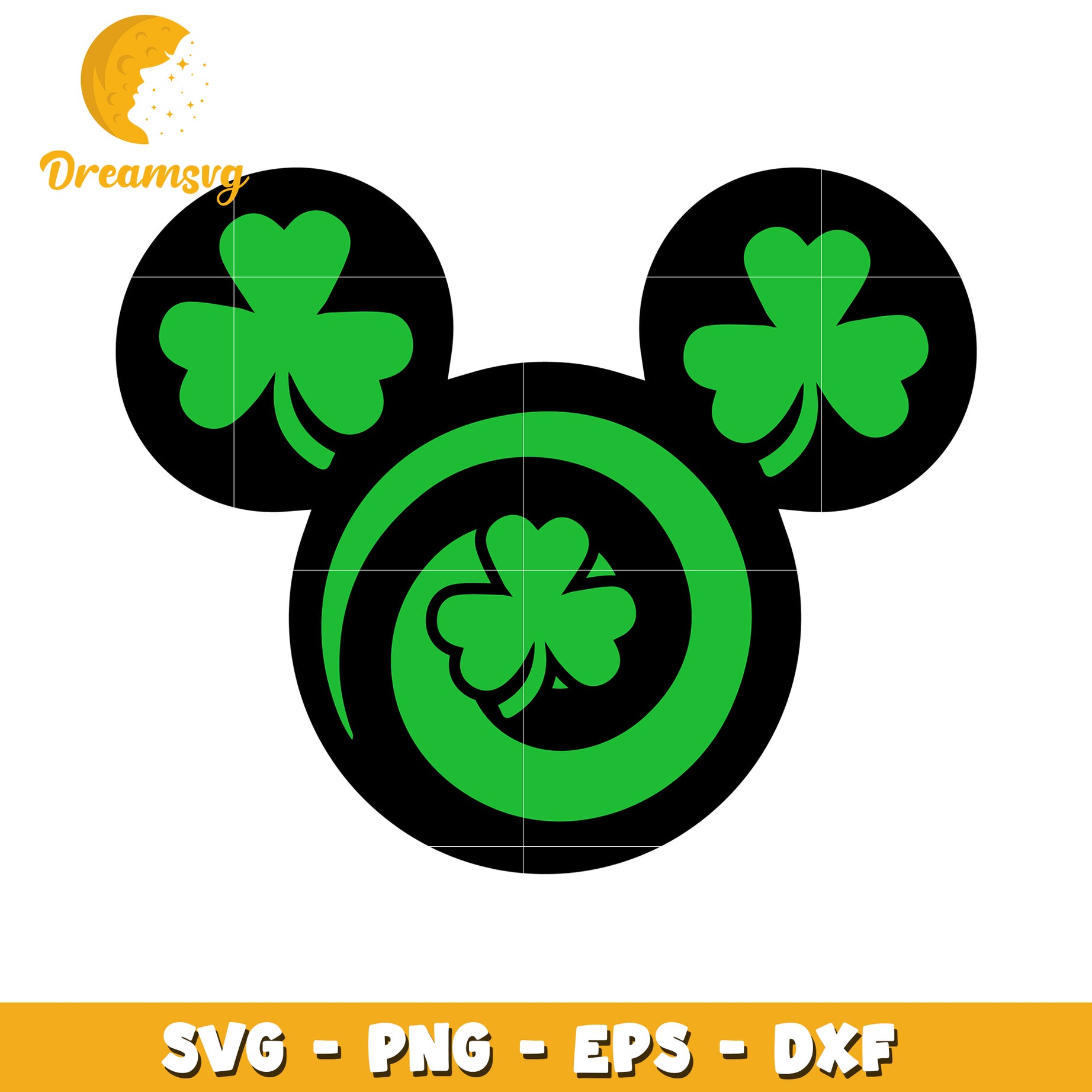 Mickey Mouse Shamrock SVG Design for St Patrick's Day Crafts