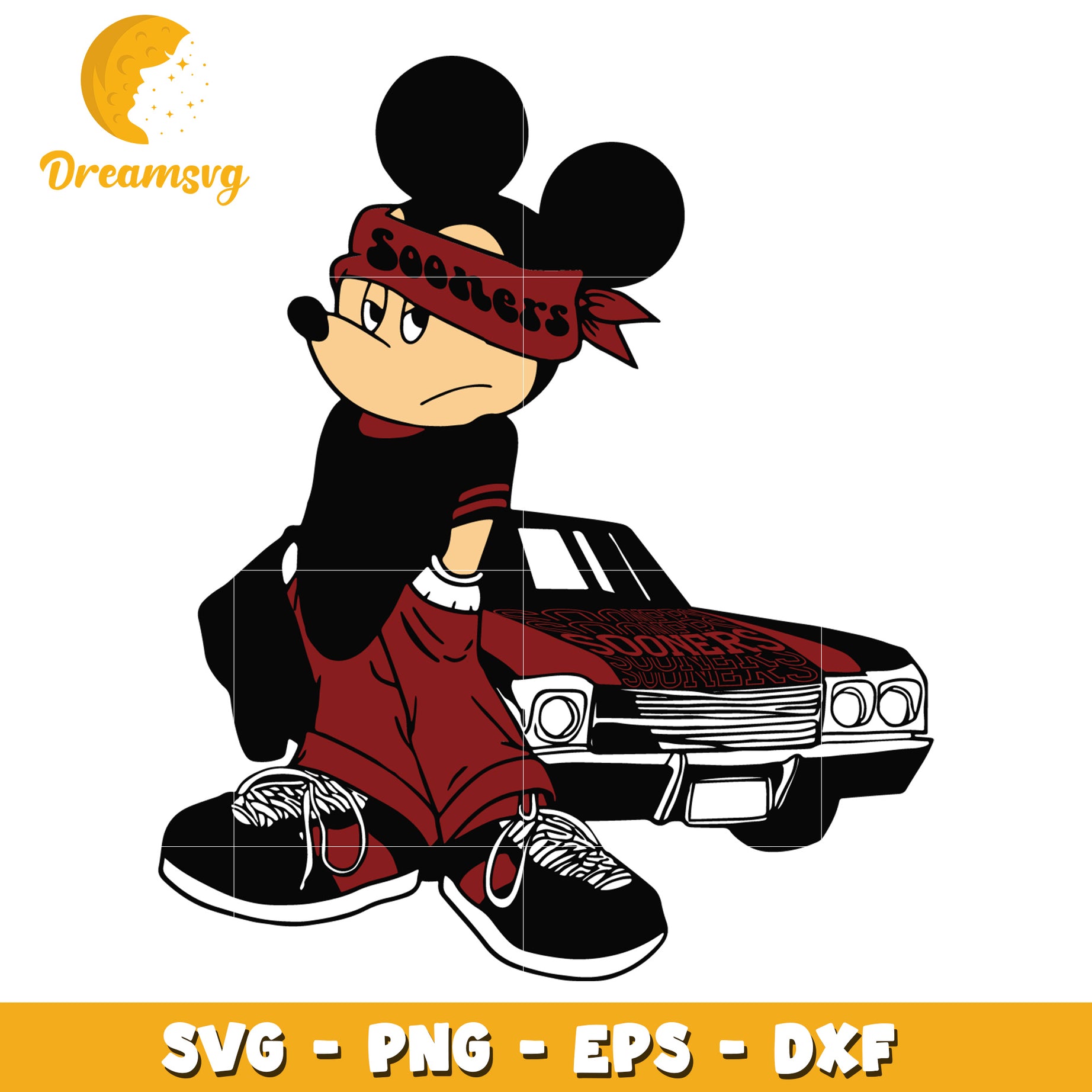 Mickey Mouse Sooner Car SVG PNG EPS DXF