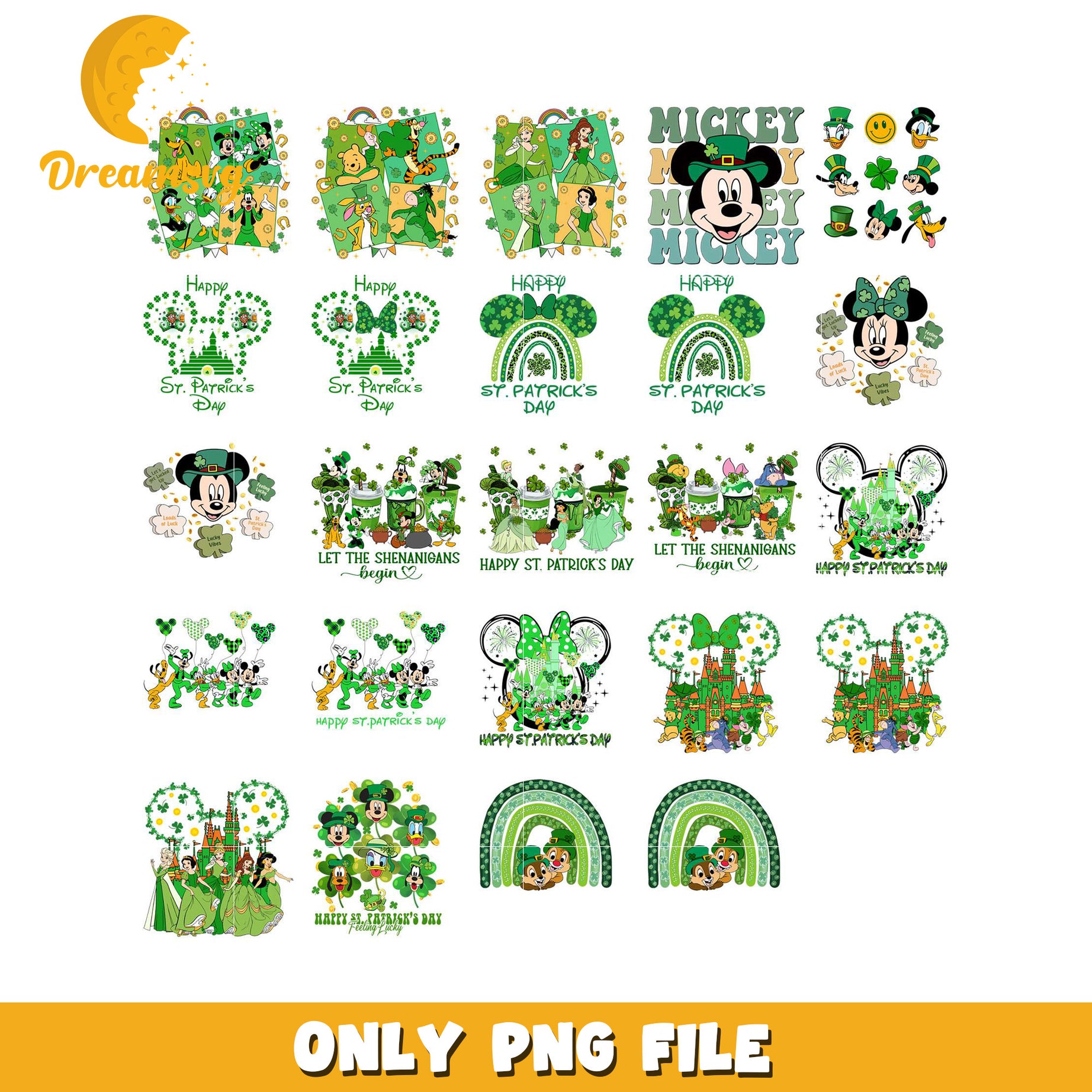 Mickey Mouse St Patrick's Day Bundle PNG Digital Download