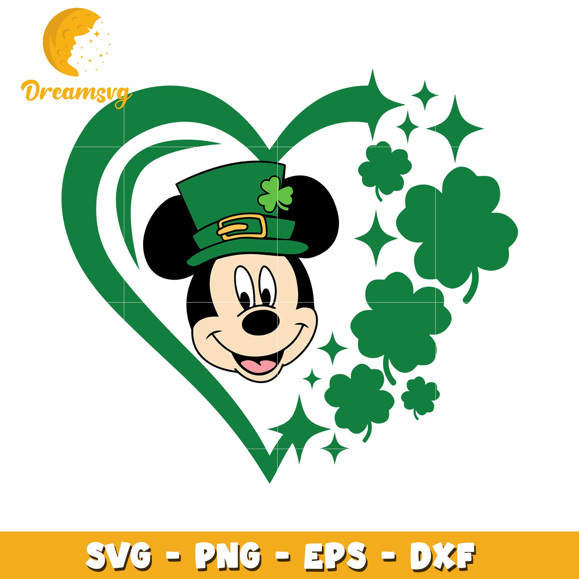 Mickey Mouse St Patrick's Day Heart SVG Clipart Downloadable Art