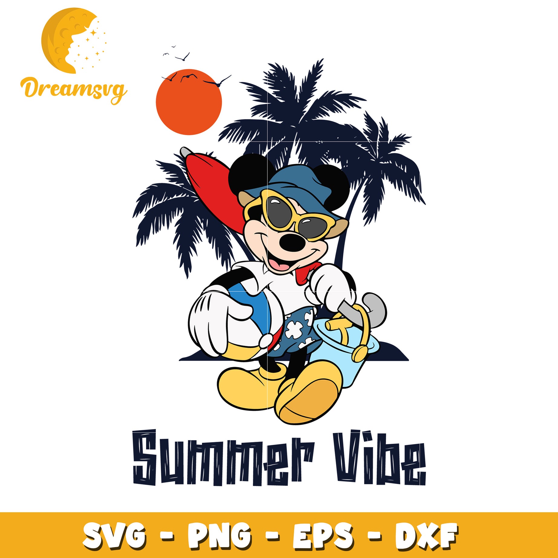 Mickey Mouse Summer SVG Cut File