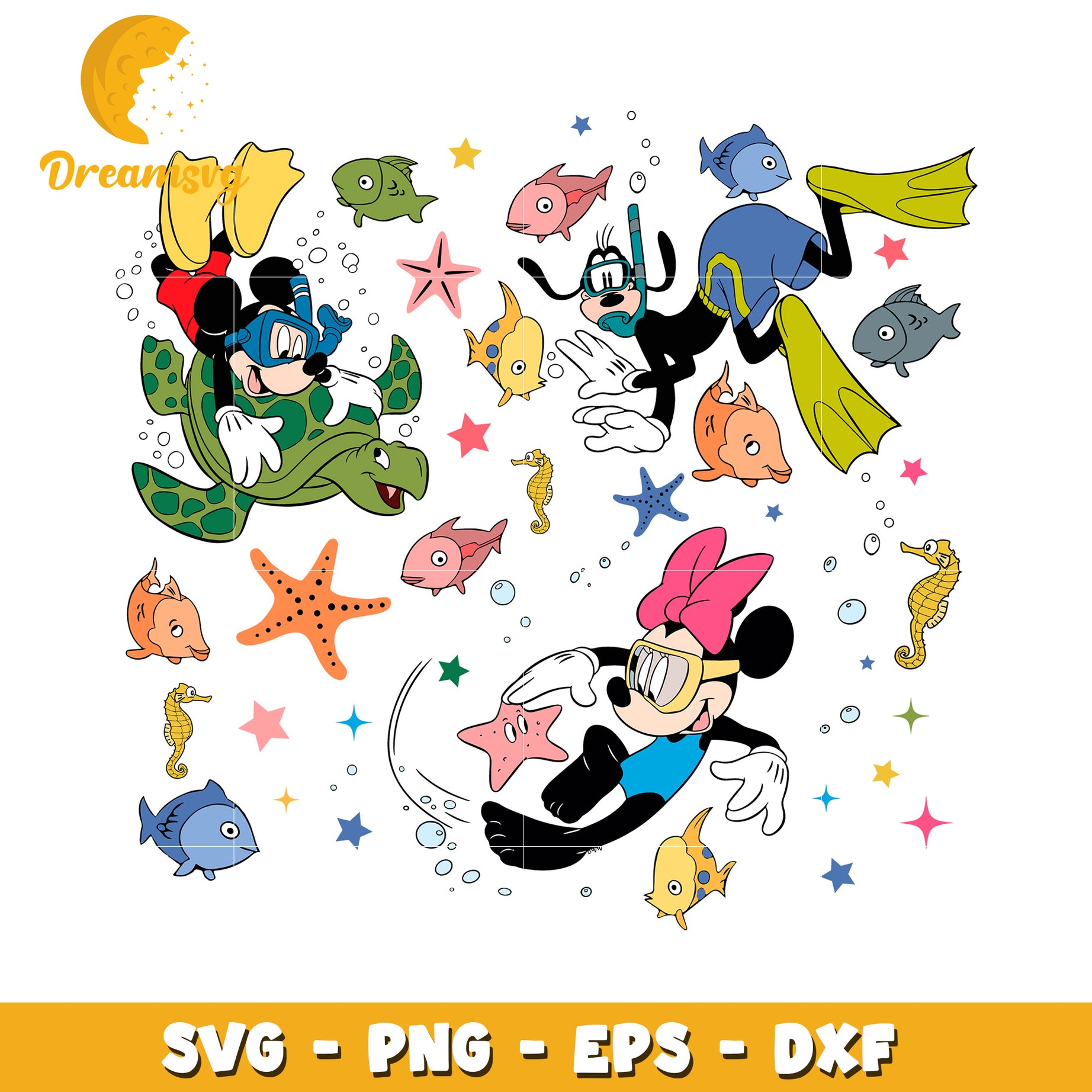 Mickey Mouse Underwater SVG PNG EPS DXF