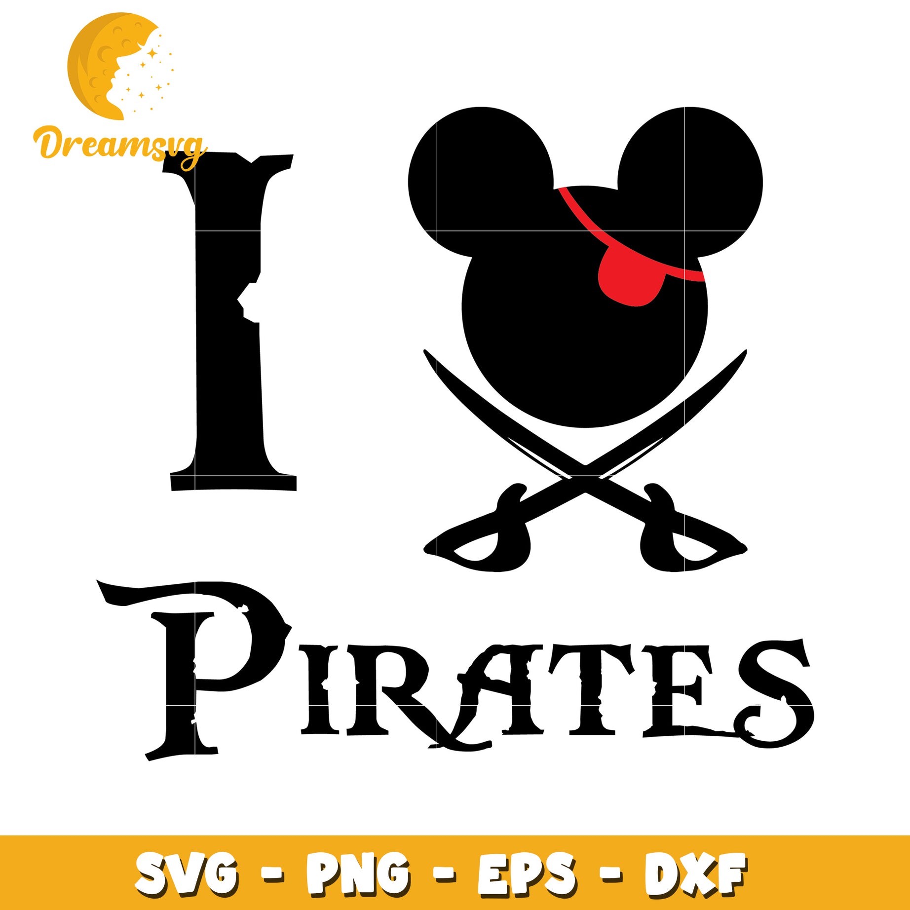 Mickey Pirate SVG PNG EPS DXF Cut File