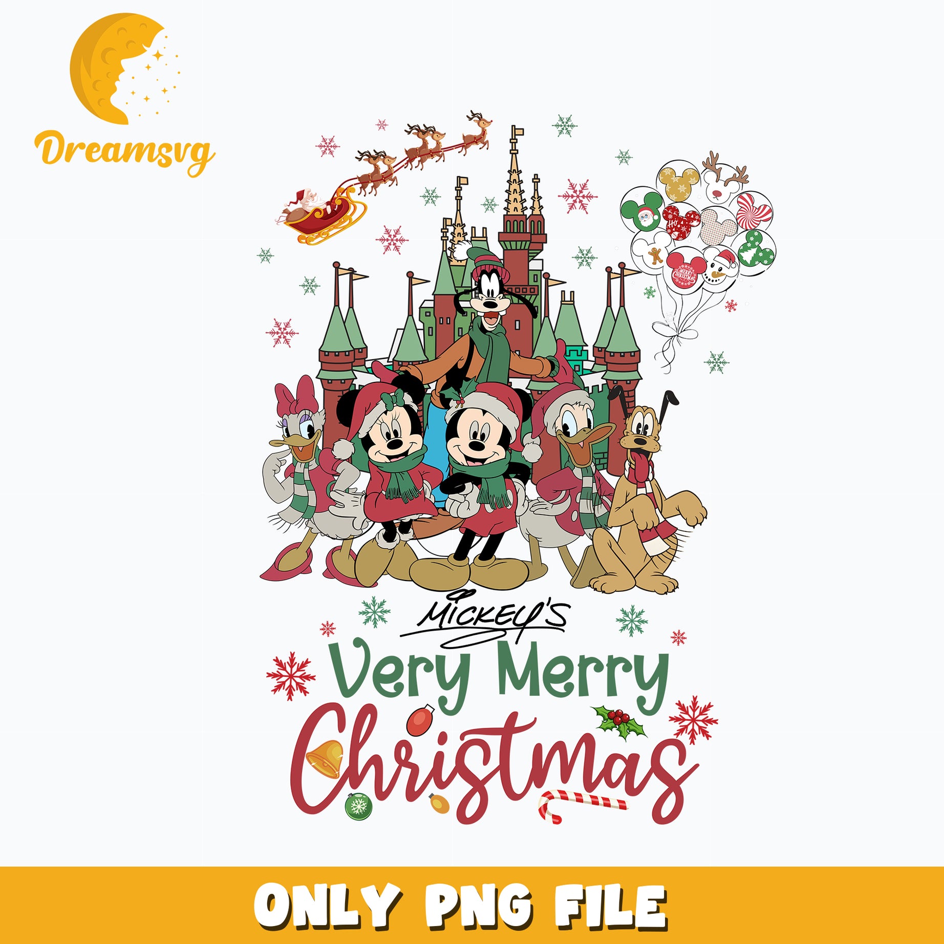 Mickey Very Merry Retro Christmas png