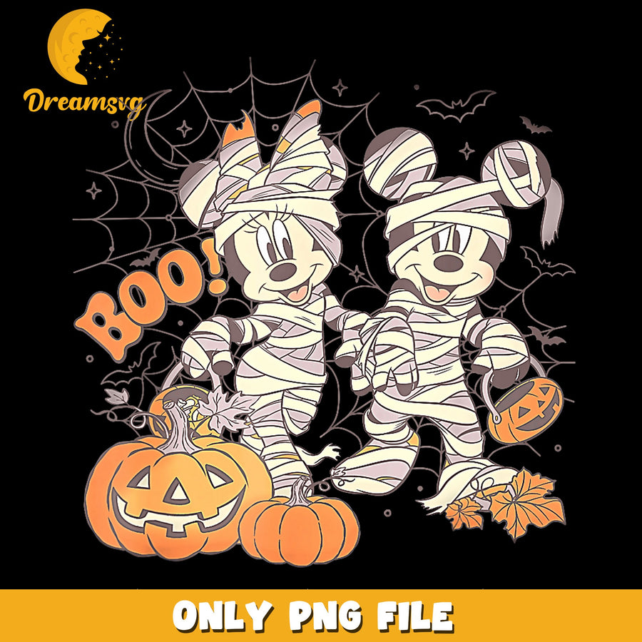 Mickey And Minnie Mummy Boo Halloween PNG, Disney Spooky, Pumpkin PNG