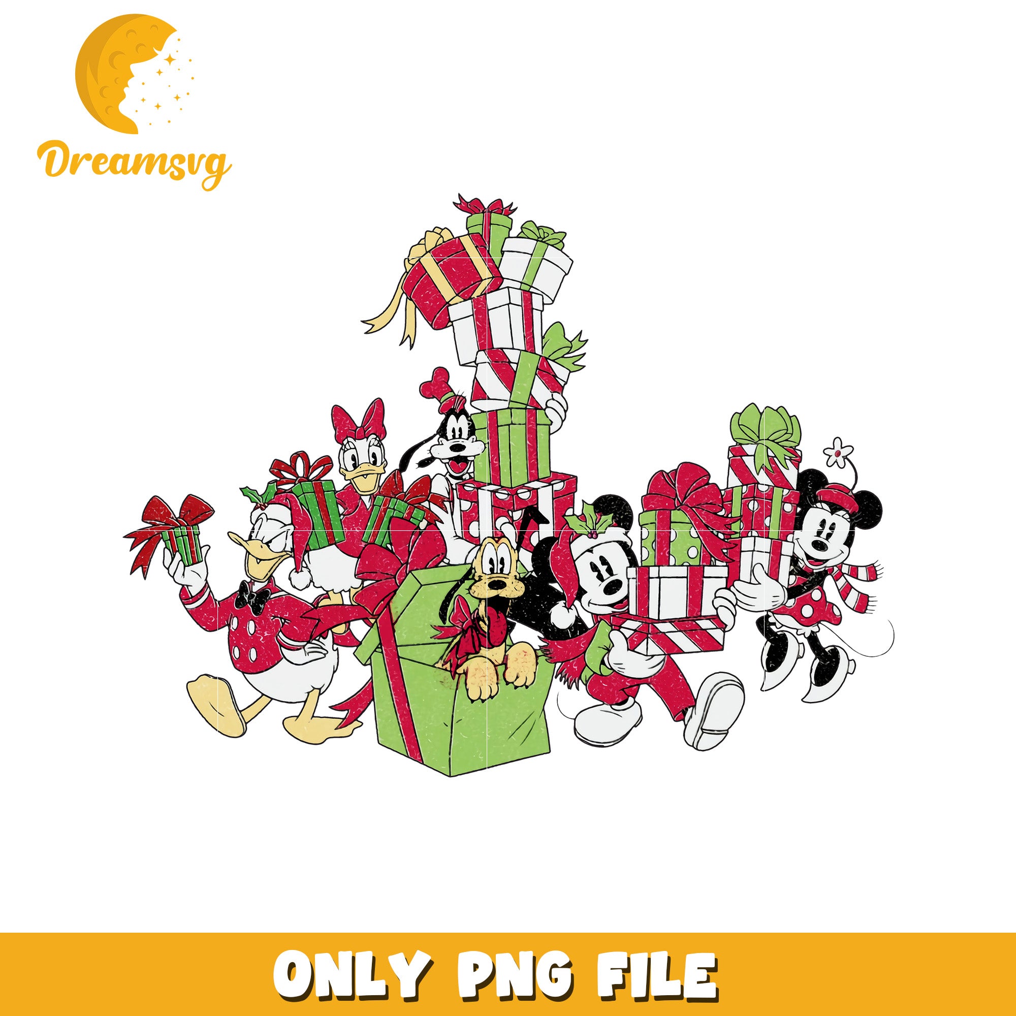 Mickey & Friends Christmas Gifts png, disney joy png, christmas vibes png