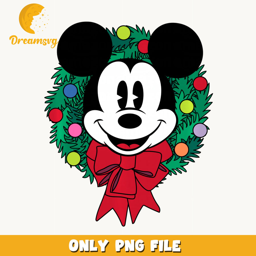 Mickey Mouse Christmas Wreath PNG, Disney Holiday, Festive PNG