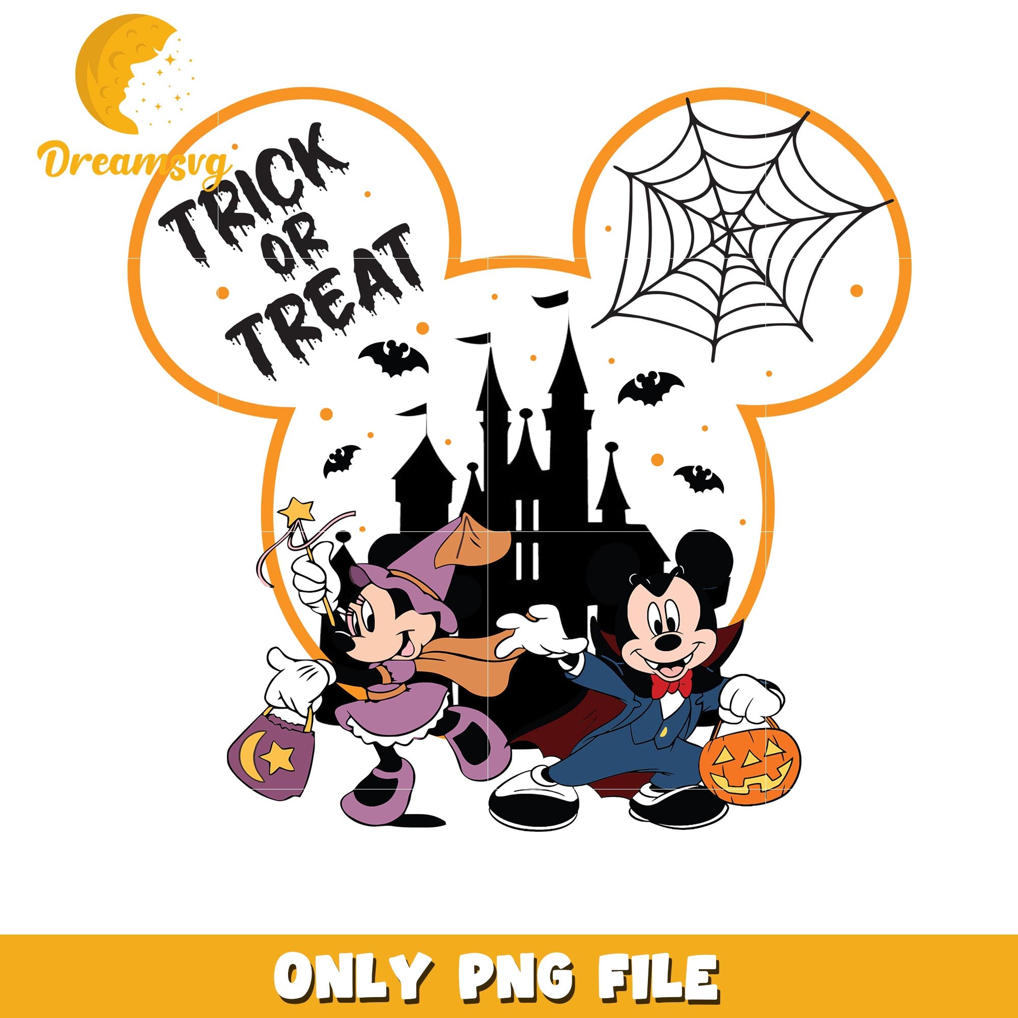 Mickey and Minnie trick or treat png, Disney world halloween vibes png