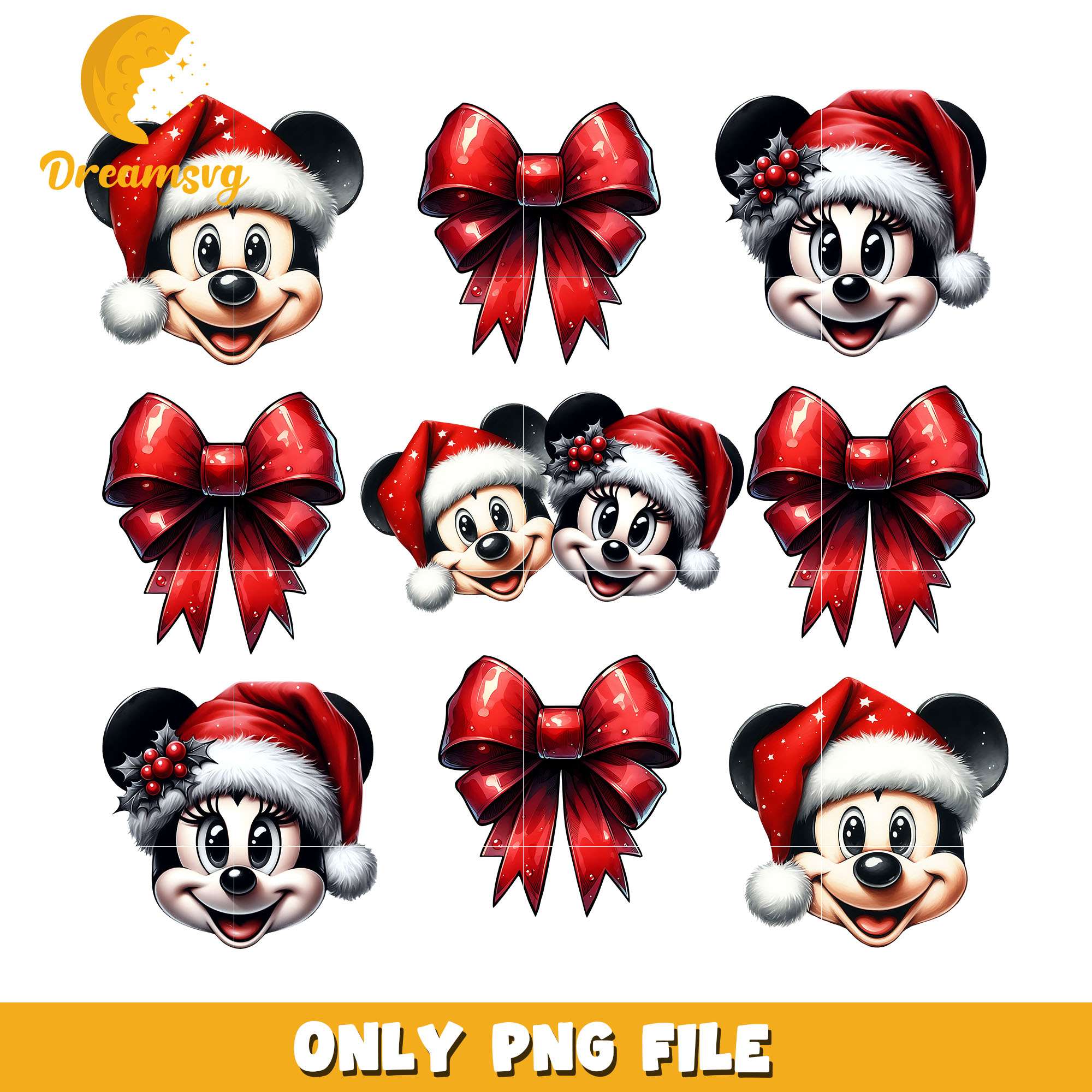 Mickey and bow bundle png, christmas bow png, christmas png