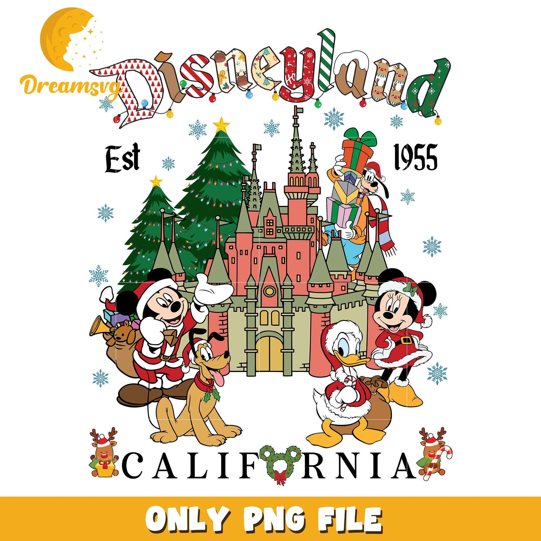 Mickey and friends castle png, disney png, christmas png