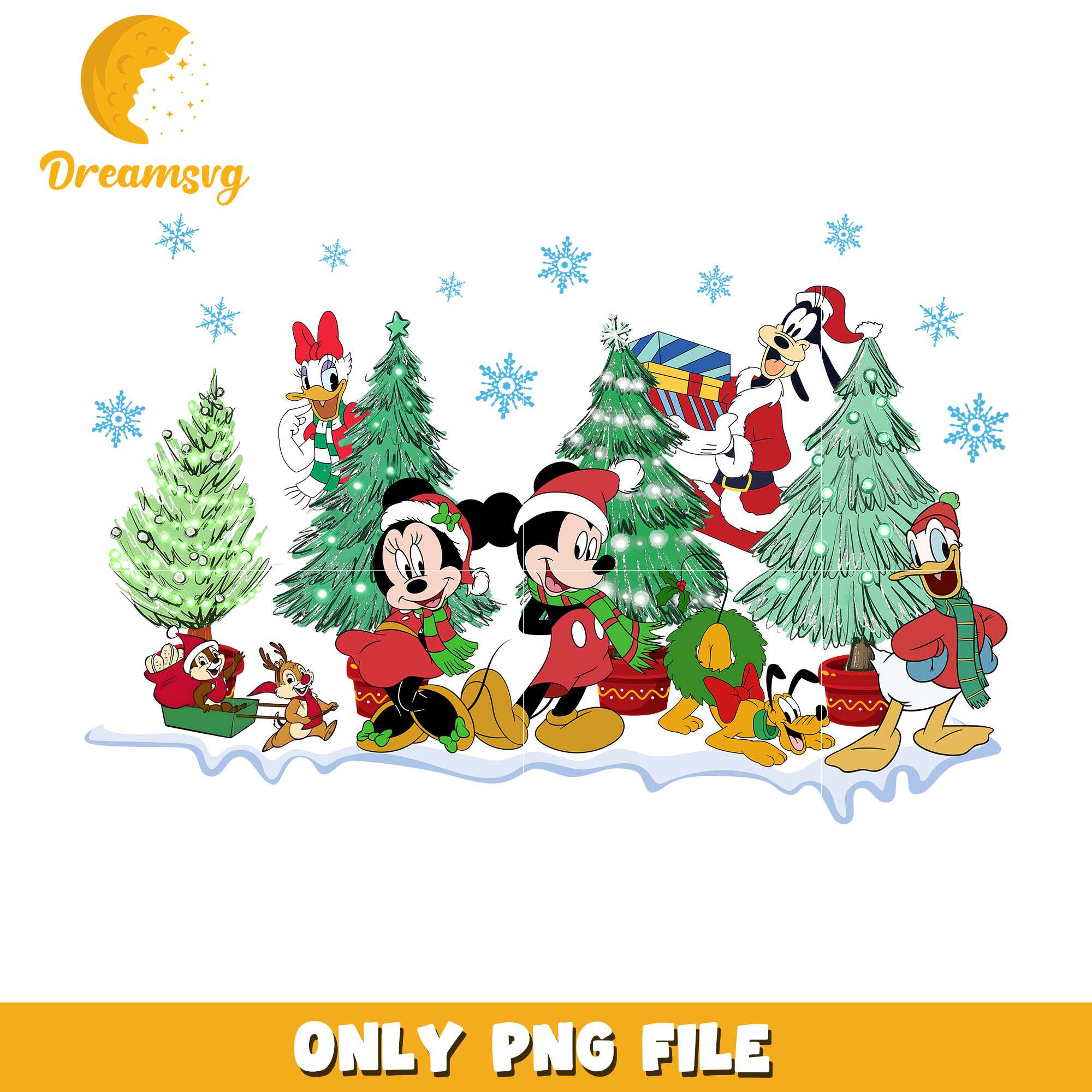 Mickey and friends character party png, disney png, christmas png
