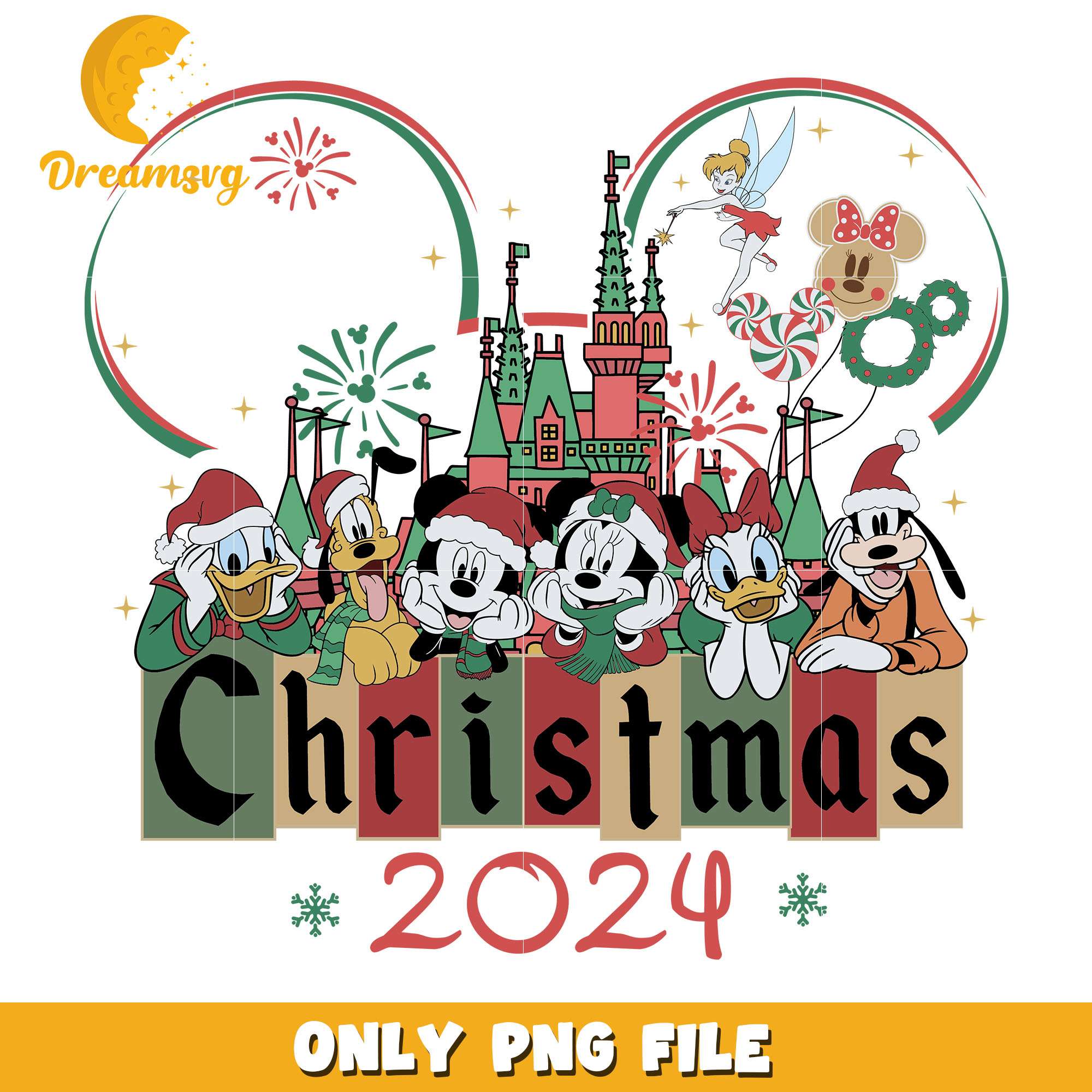 Mickey and friends christmas 2024 png, disney png, christmas png