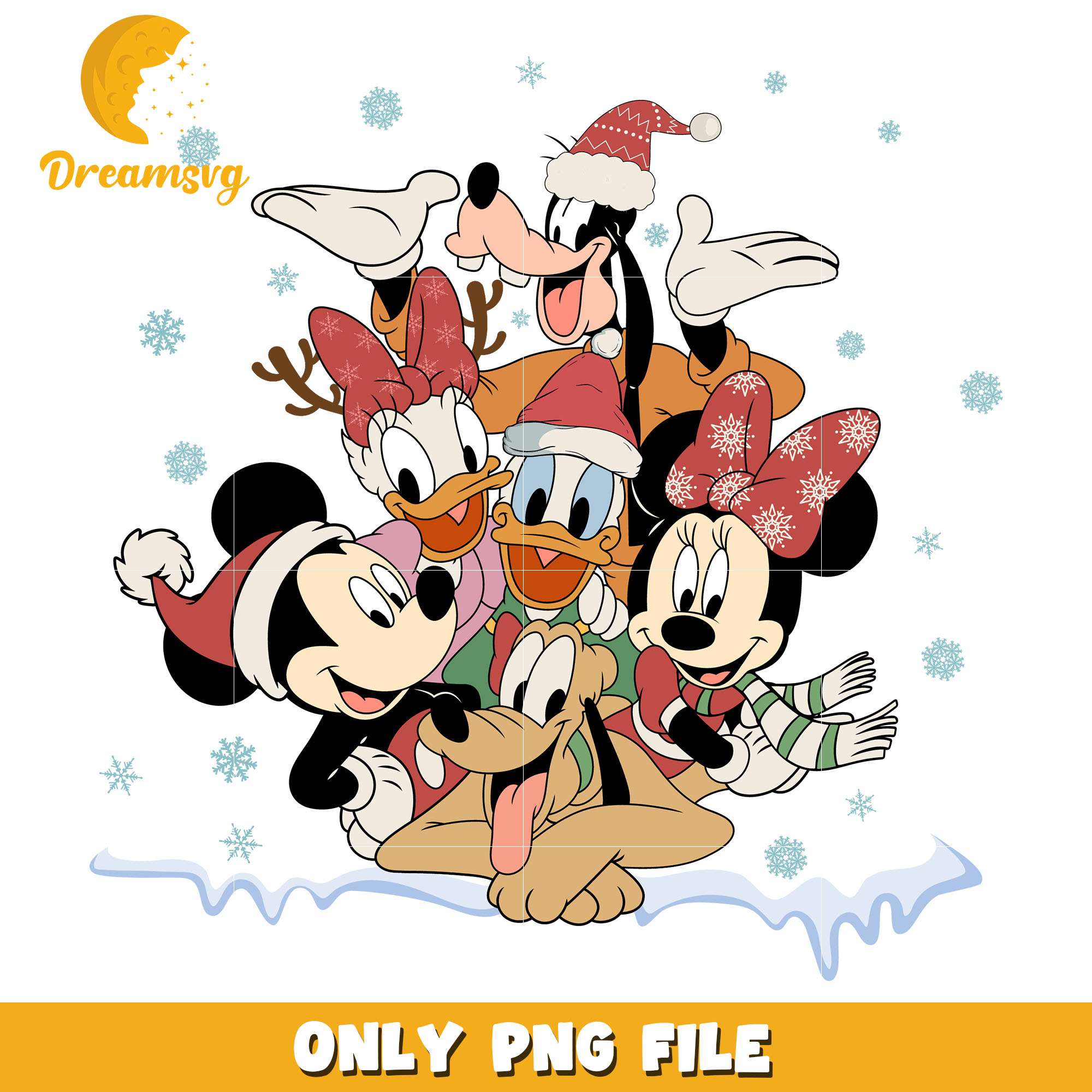 Mickey and friends christmas day png, disney png, christmas png