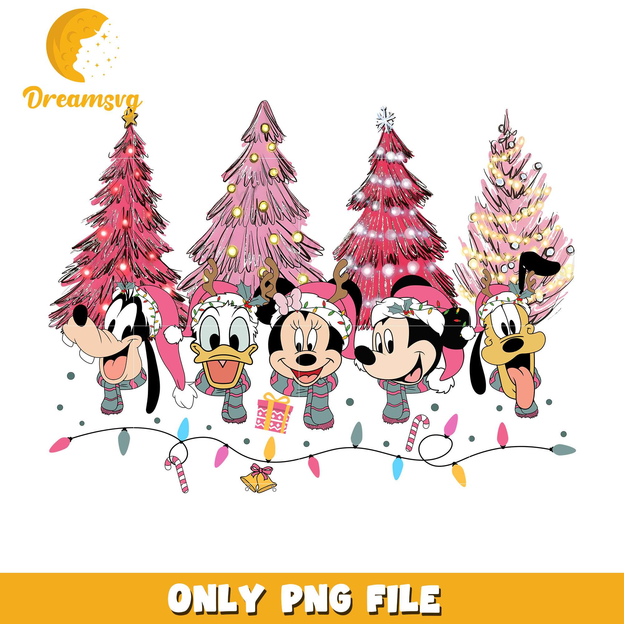 Mickey and friends christmas trees png, disney png, christmas png