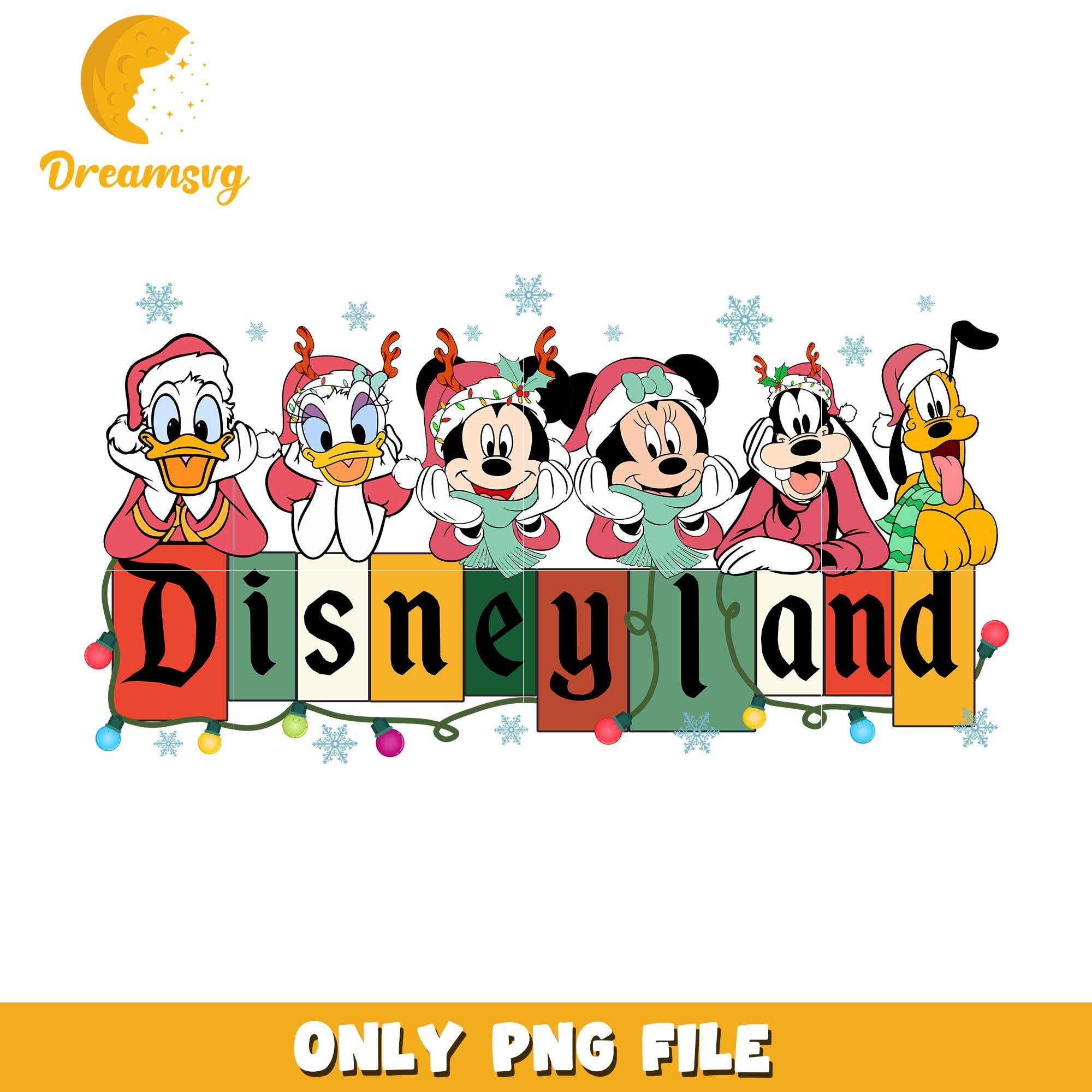Mickey and friends disneyland png, disney png, christmas png