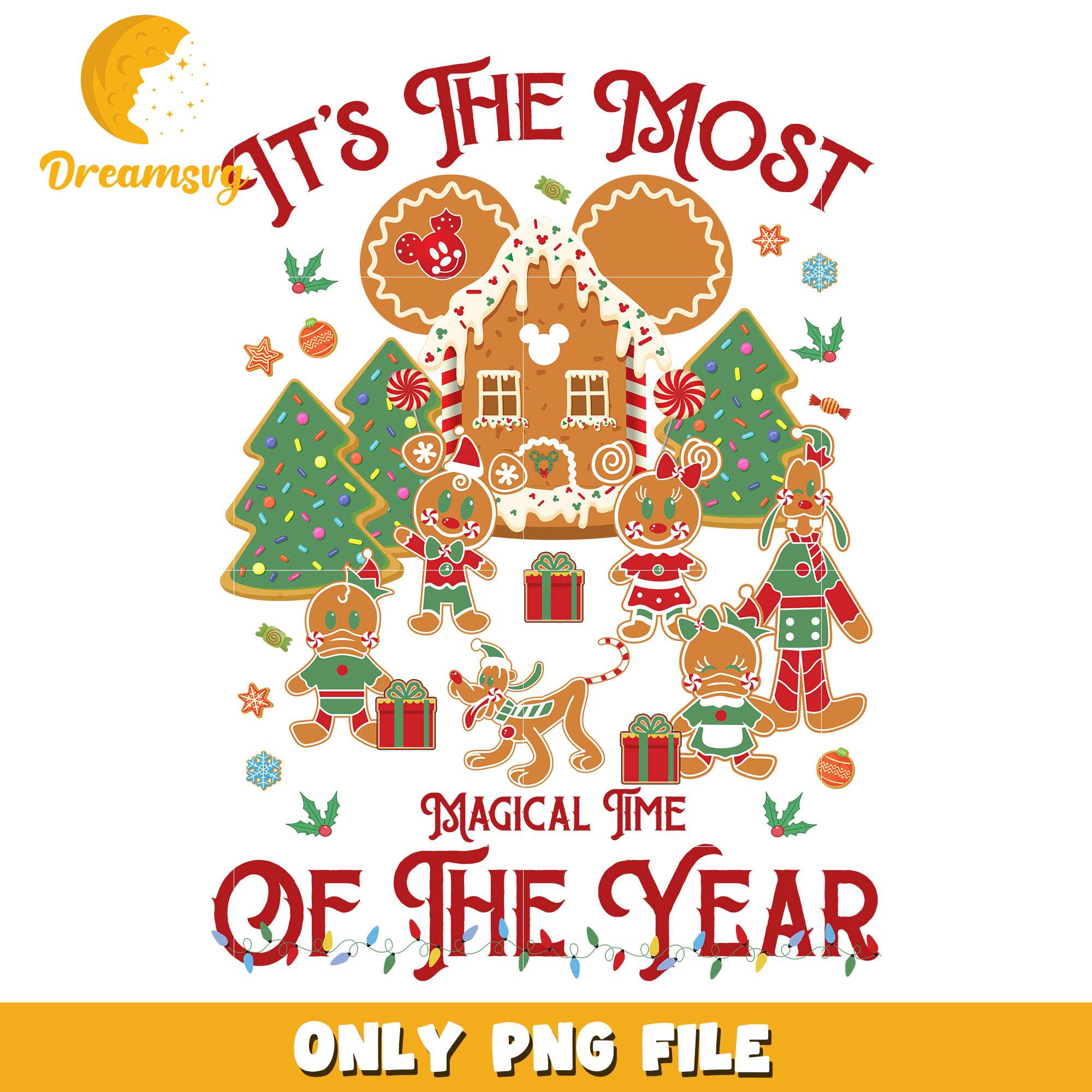 Mickey and friends gingerbread house png, mickey png, christmas png