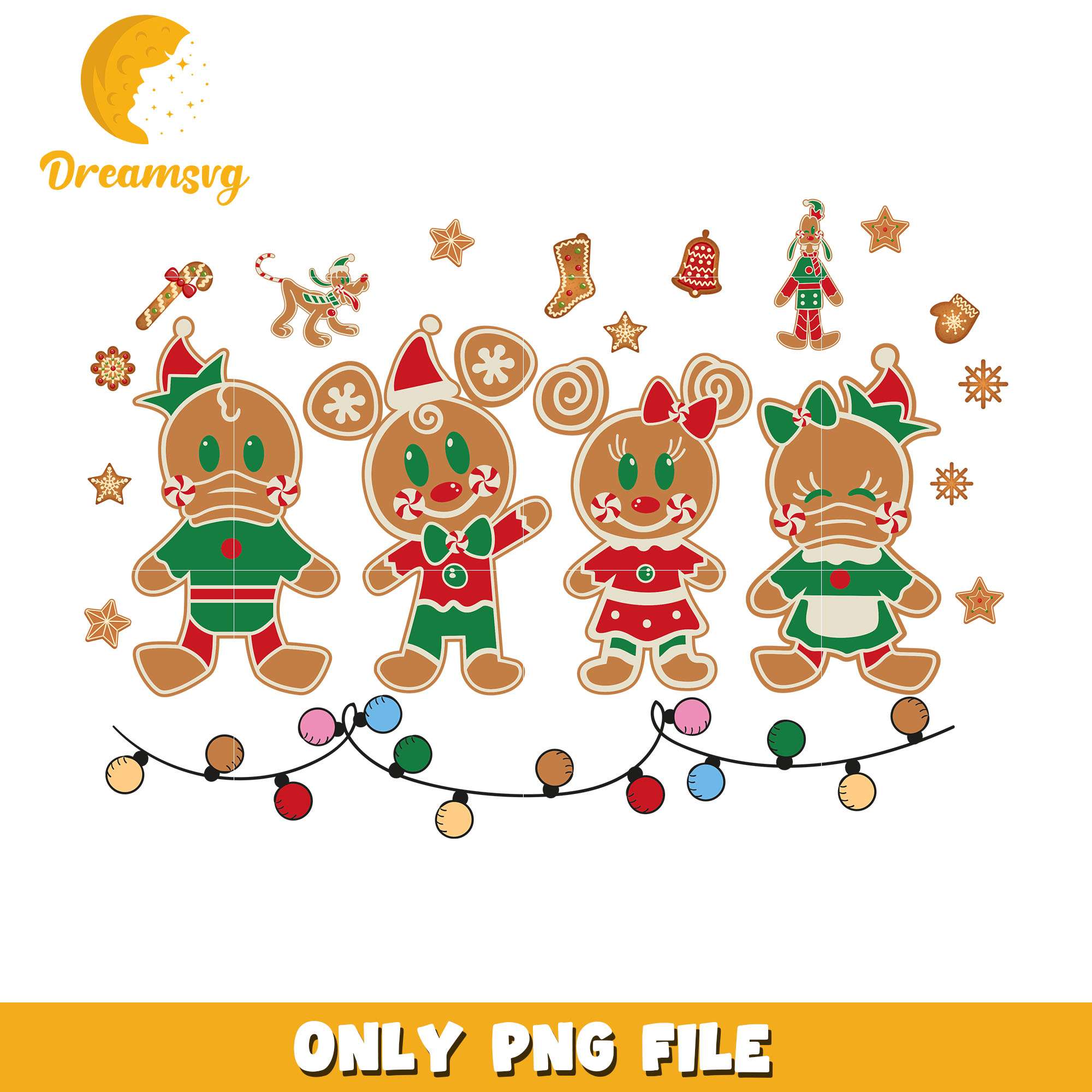 Mickey and friends gingerbread png, disney png, christmas png