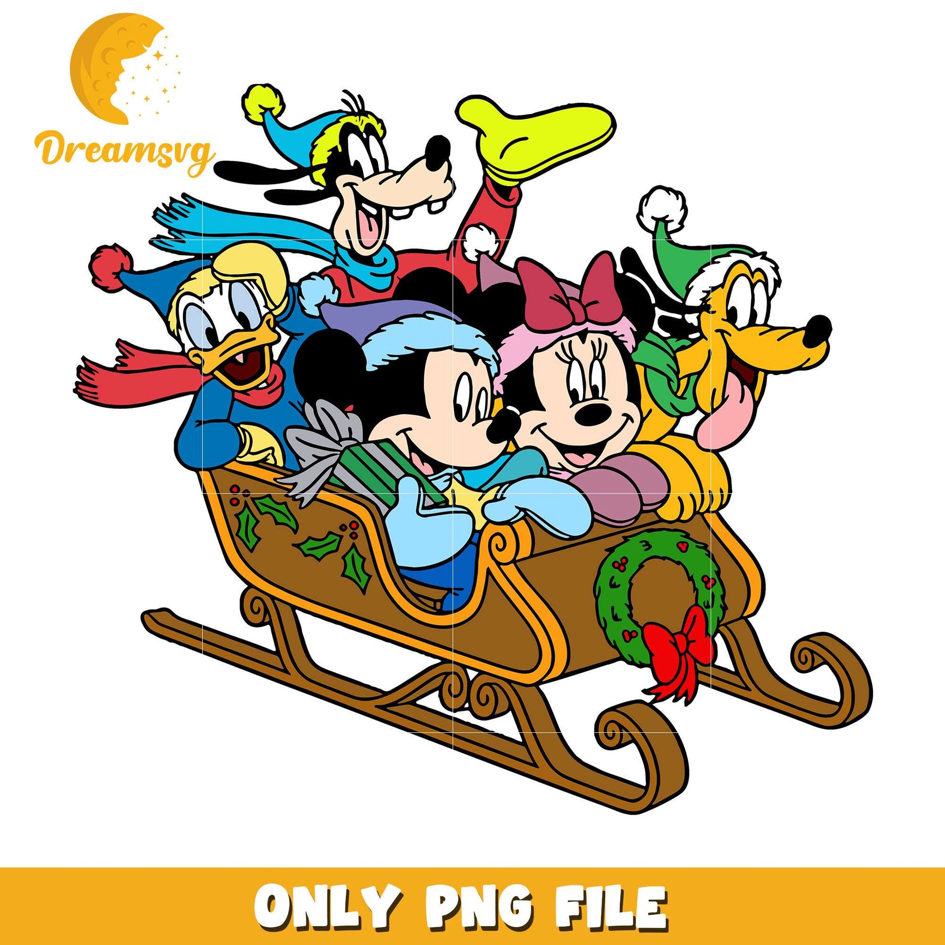 Mickey and friends give out gifts png, disney png, christmas png