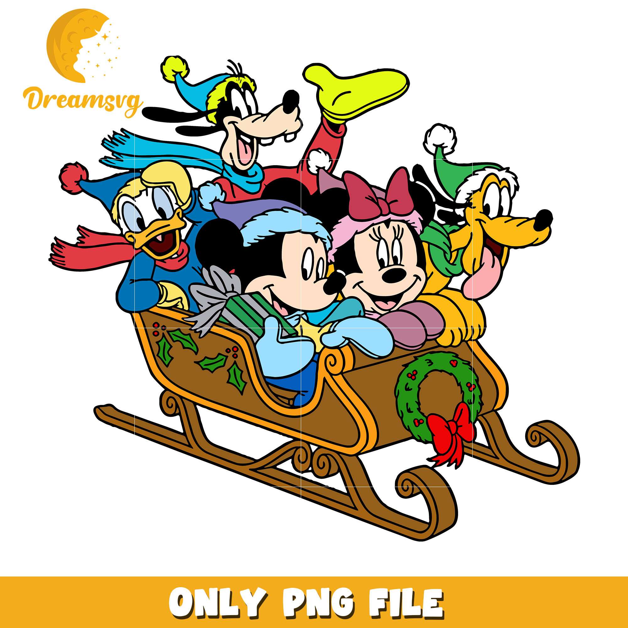 Mickey and friends give out gifts png, disney png, christmas png