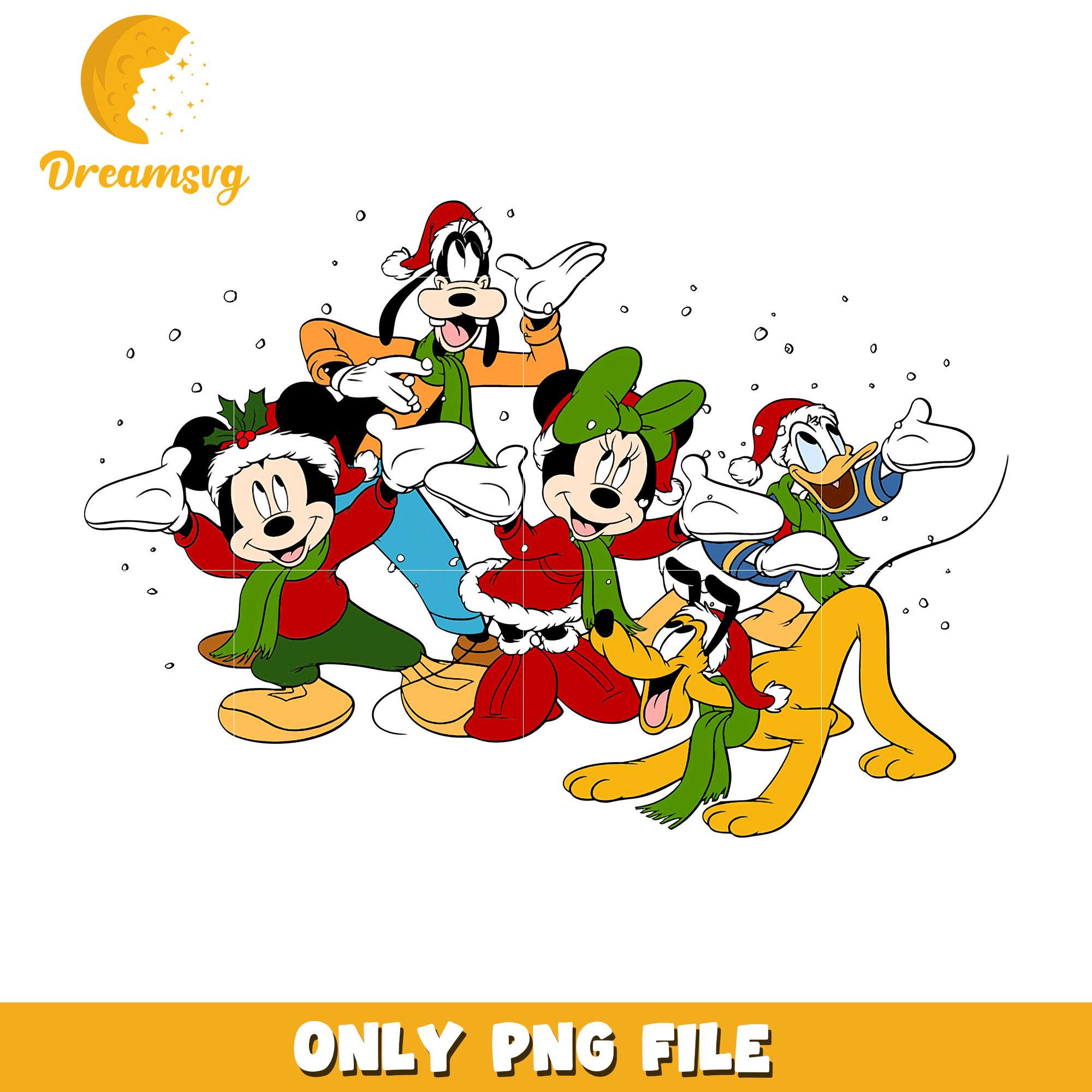 Mickey and friends in the snow png, disney png, christmas png